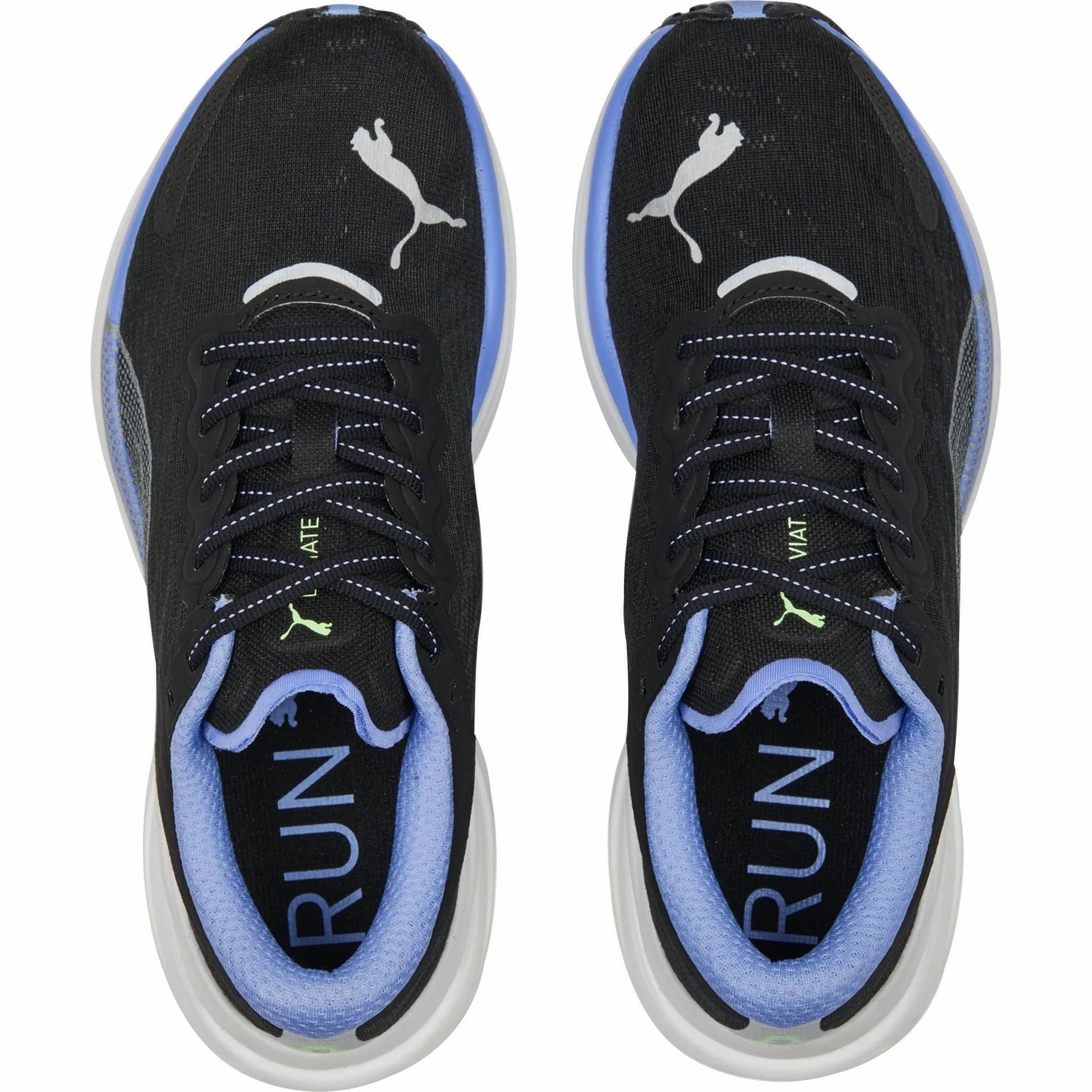 Breathable Airflow Net genuine - leather - upper shoes Puma Deviate Nitro 2 Womens Running Shoes - Black