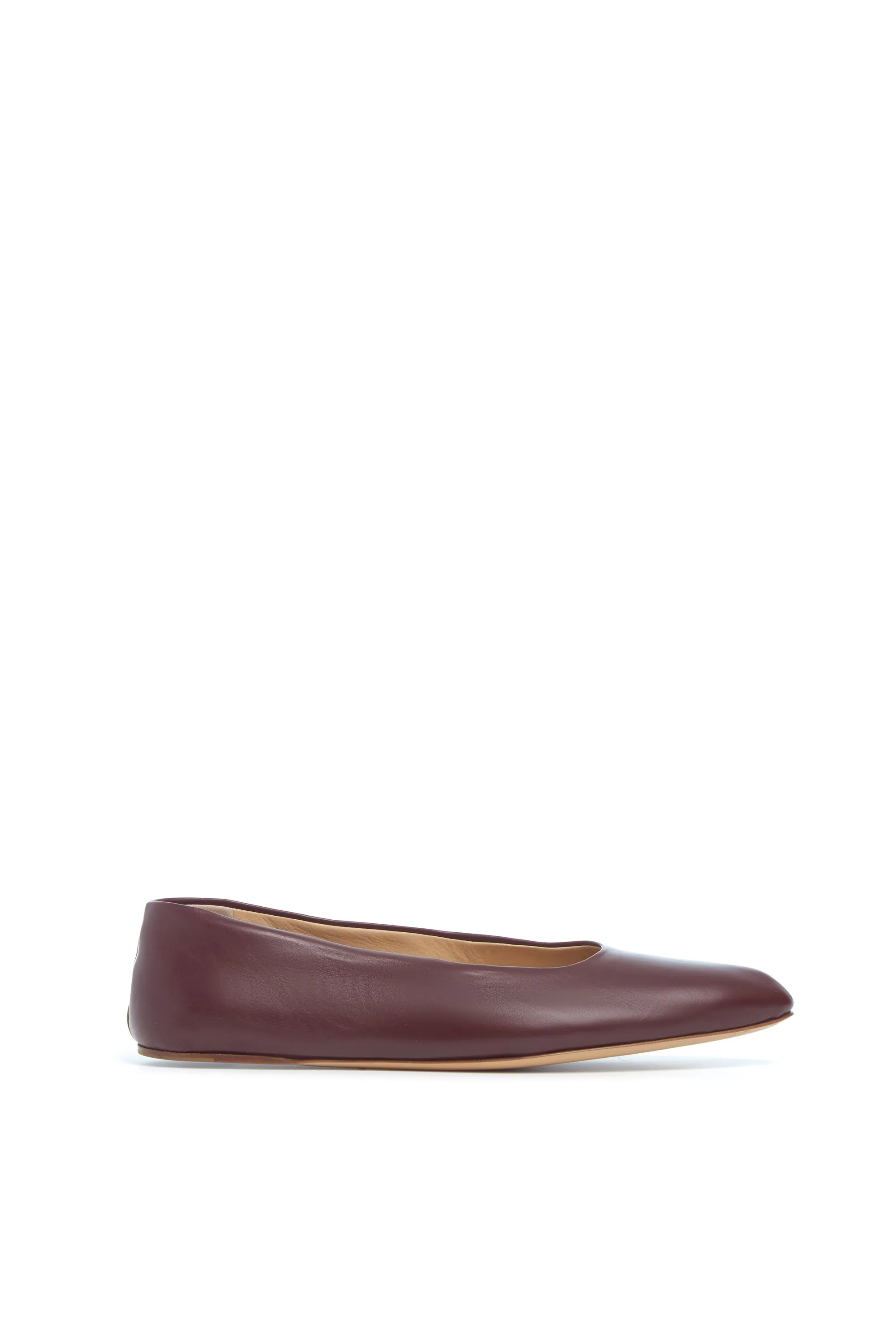 Andre Ballerina Flat Shoe in Bordeaux Leather Sea View Bridge Step