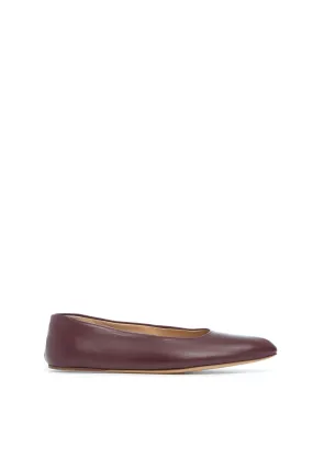 Andre Ballerina Flat Shoe in Bordeaux Leather Sea View Bridge Step