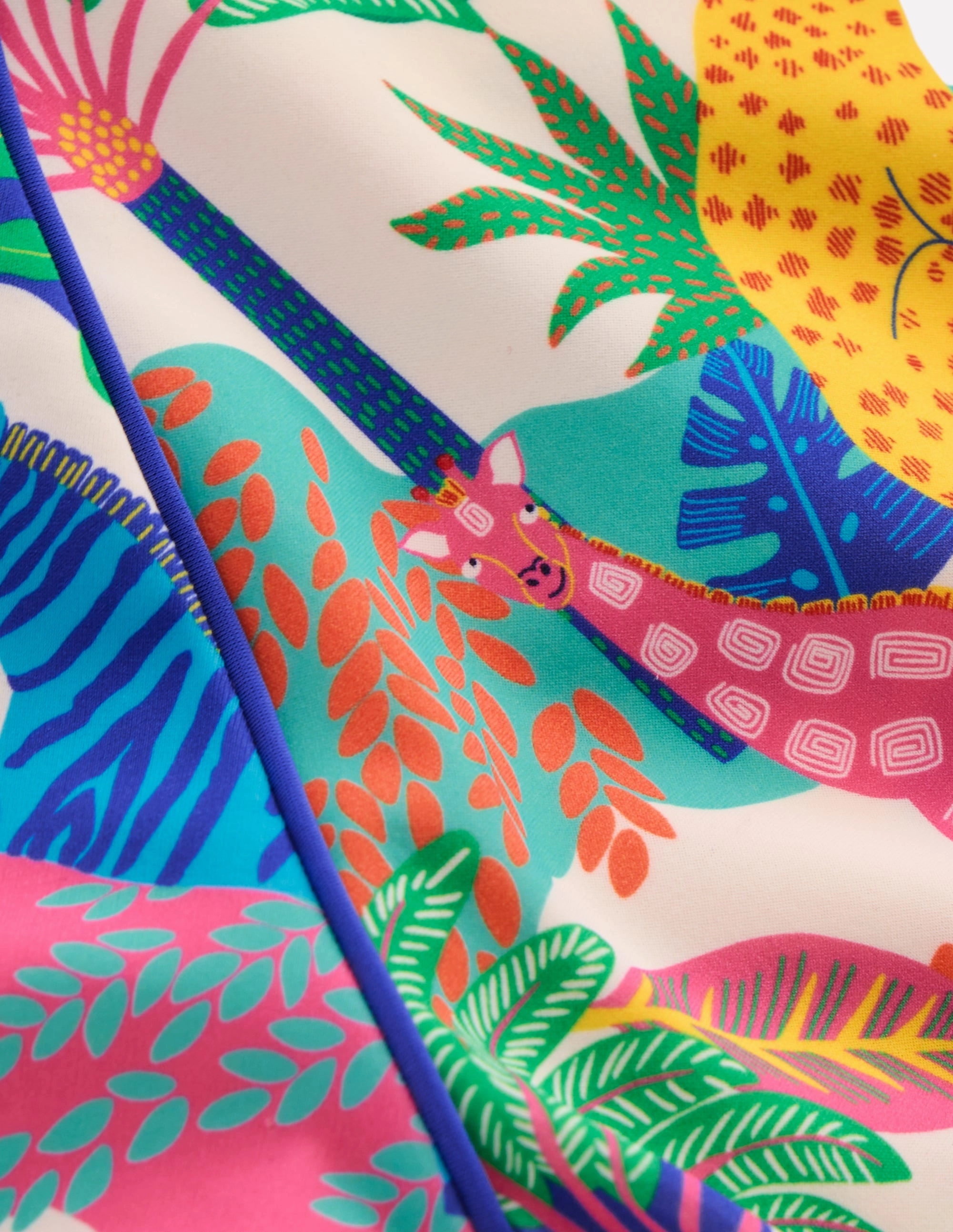 Sun Safe Patterned Rash Vest-Soft Ivory Multi Jungle Vacation Swimwear