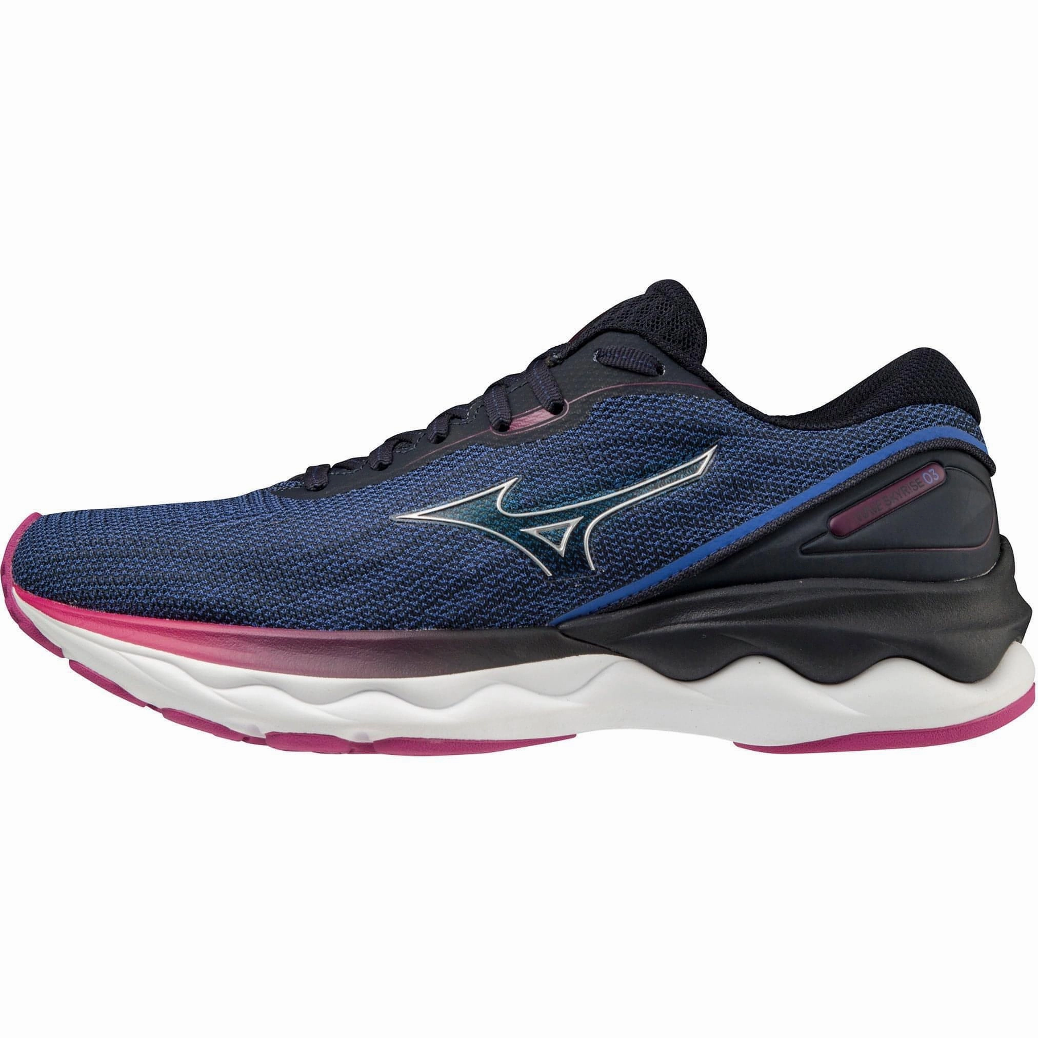 motion control running shoes Mizuno Wave Skyrise 3 Womens Running Shoes - Navy
