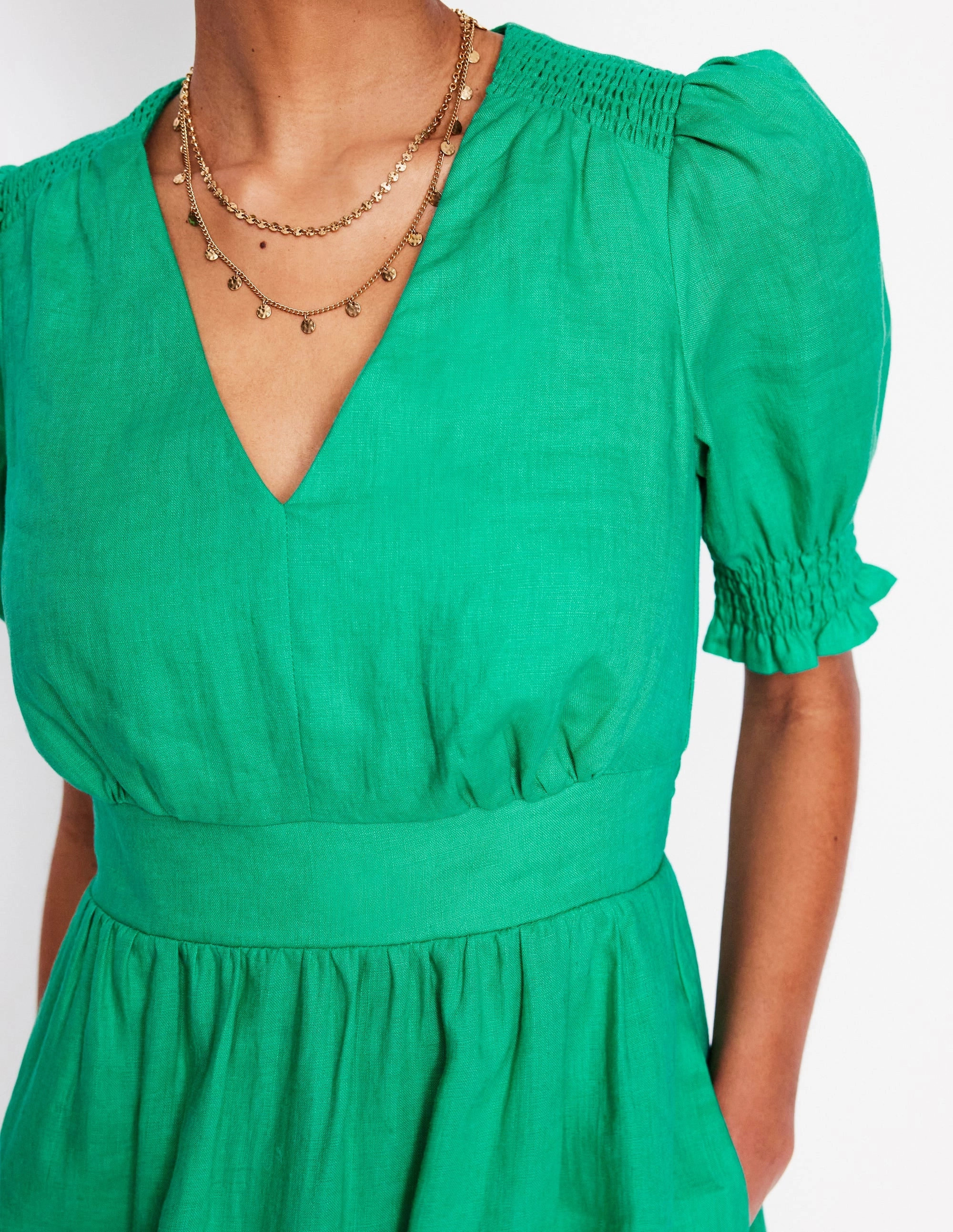 Neutral Form Outfit Core Anna Linen Short Dress-Aquamarine Blue