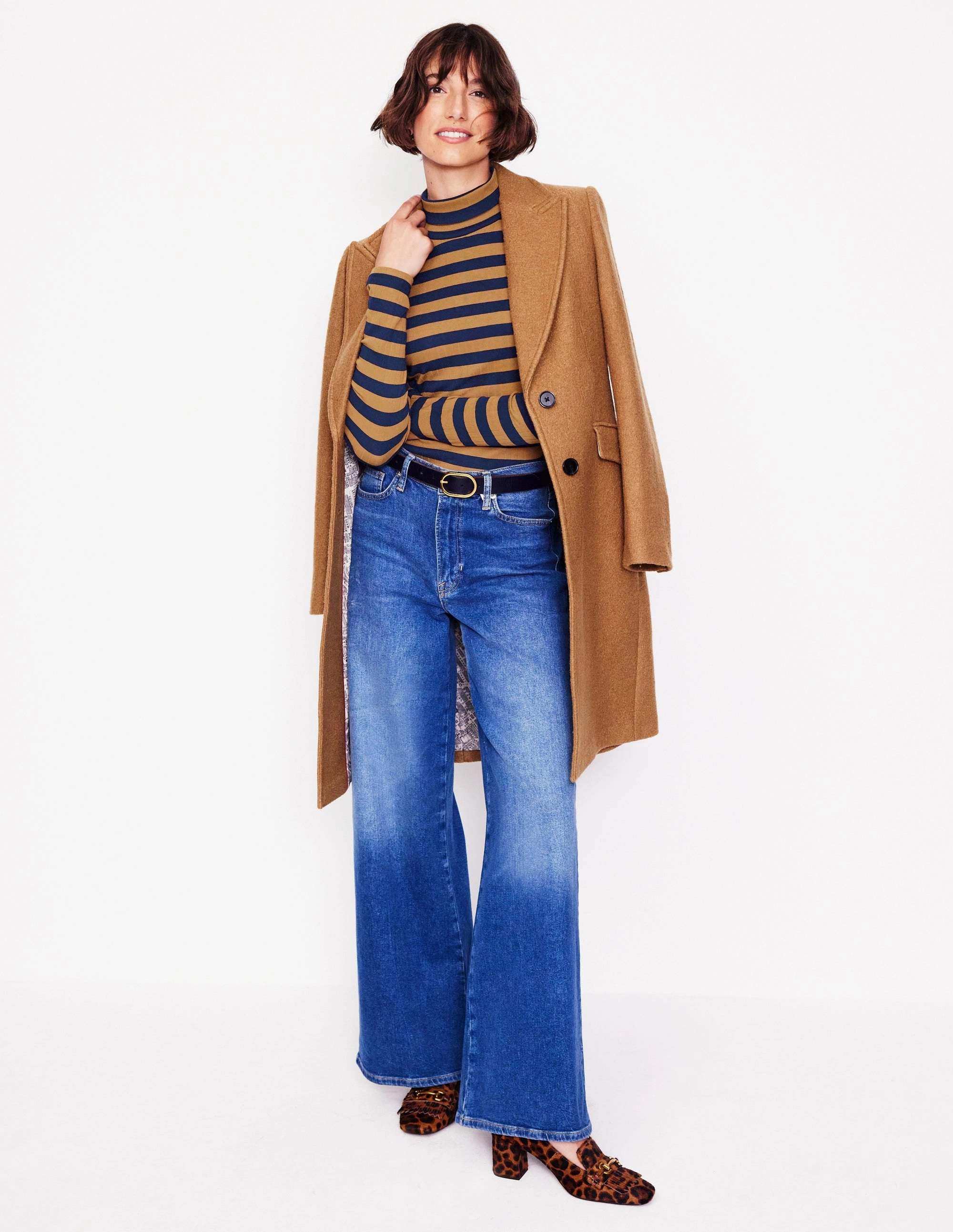 Anna Rib Roll Neck Top-French Navy,Camel Trendy Wearable