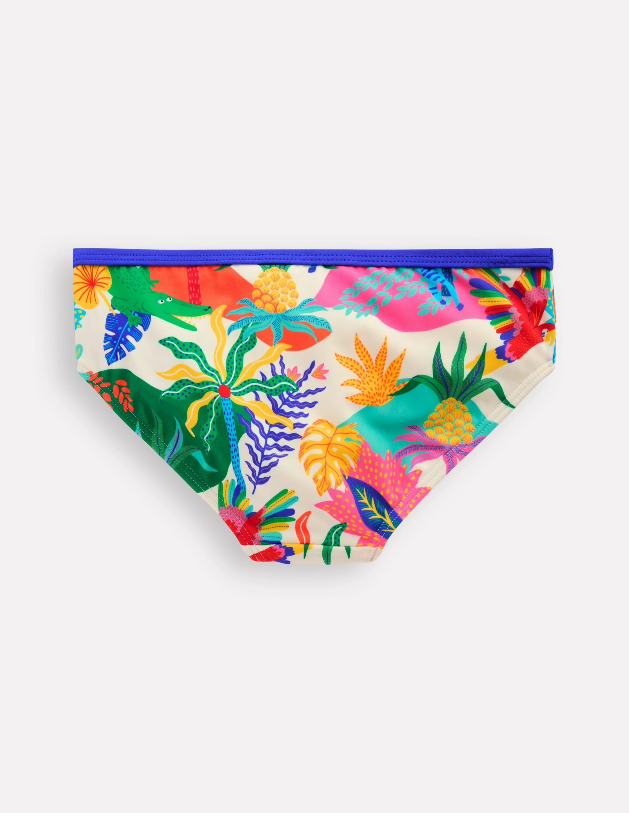 Quick Release Closures Global Shipping Patterned Bikini Bottoms-Soft Ivory Multi Jungle