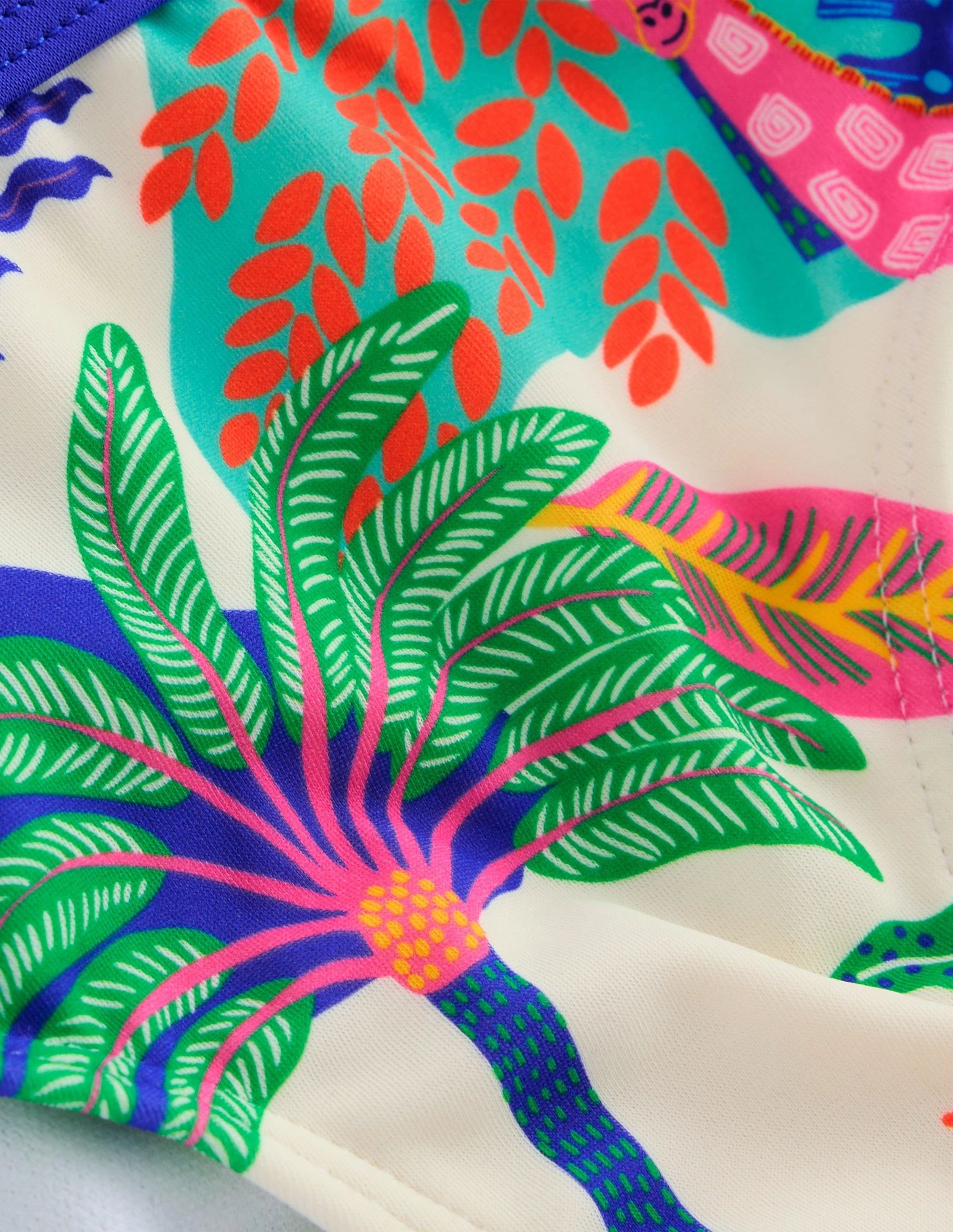 Ultraviolet Resistant UPF Rated Patterned Bikini Bottoms-Soft Ivory Multi Jungle