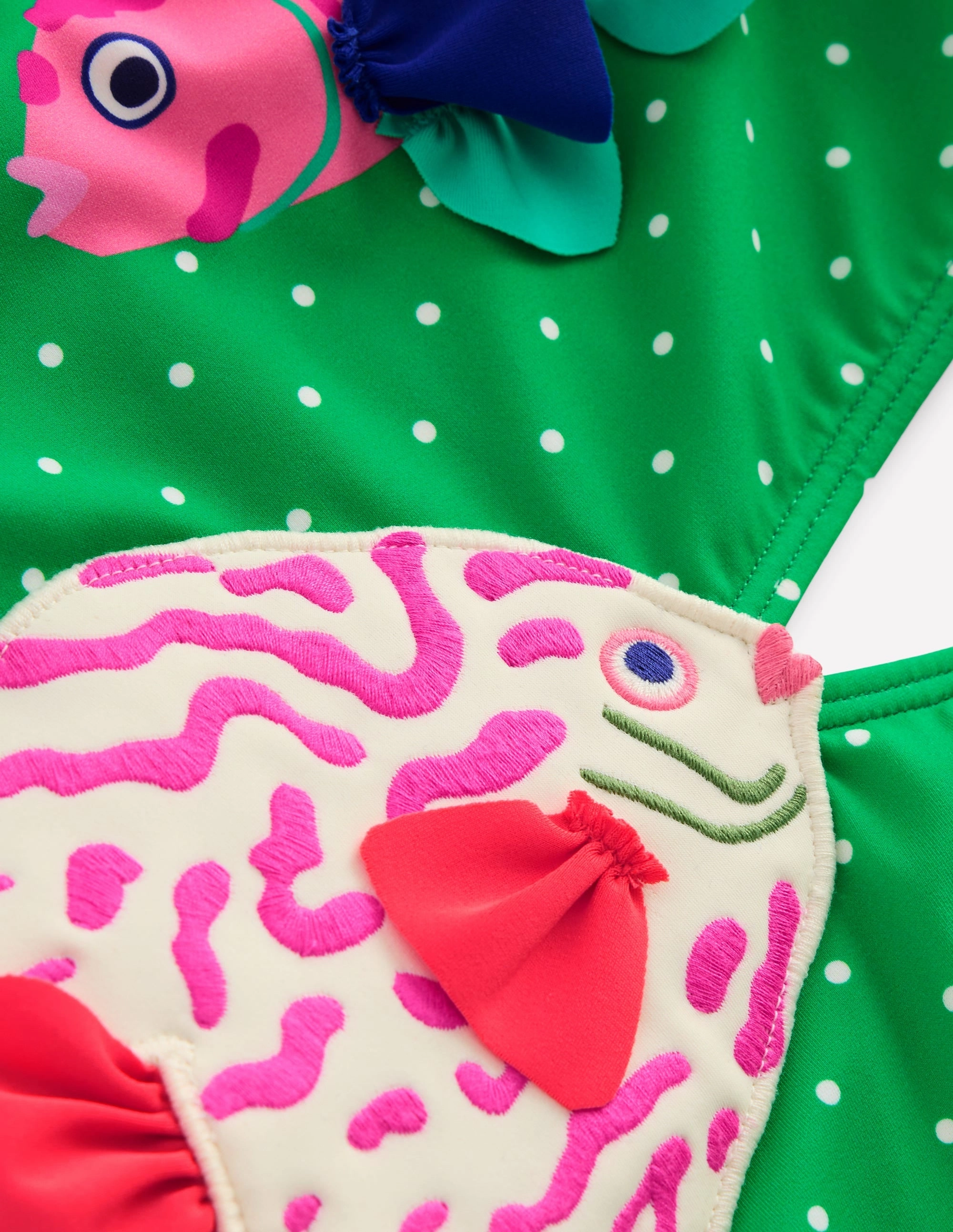 Fitness Enthusiast Lettice Cut Out Swimsuit-Bright Green Pin Spot Fish