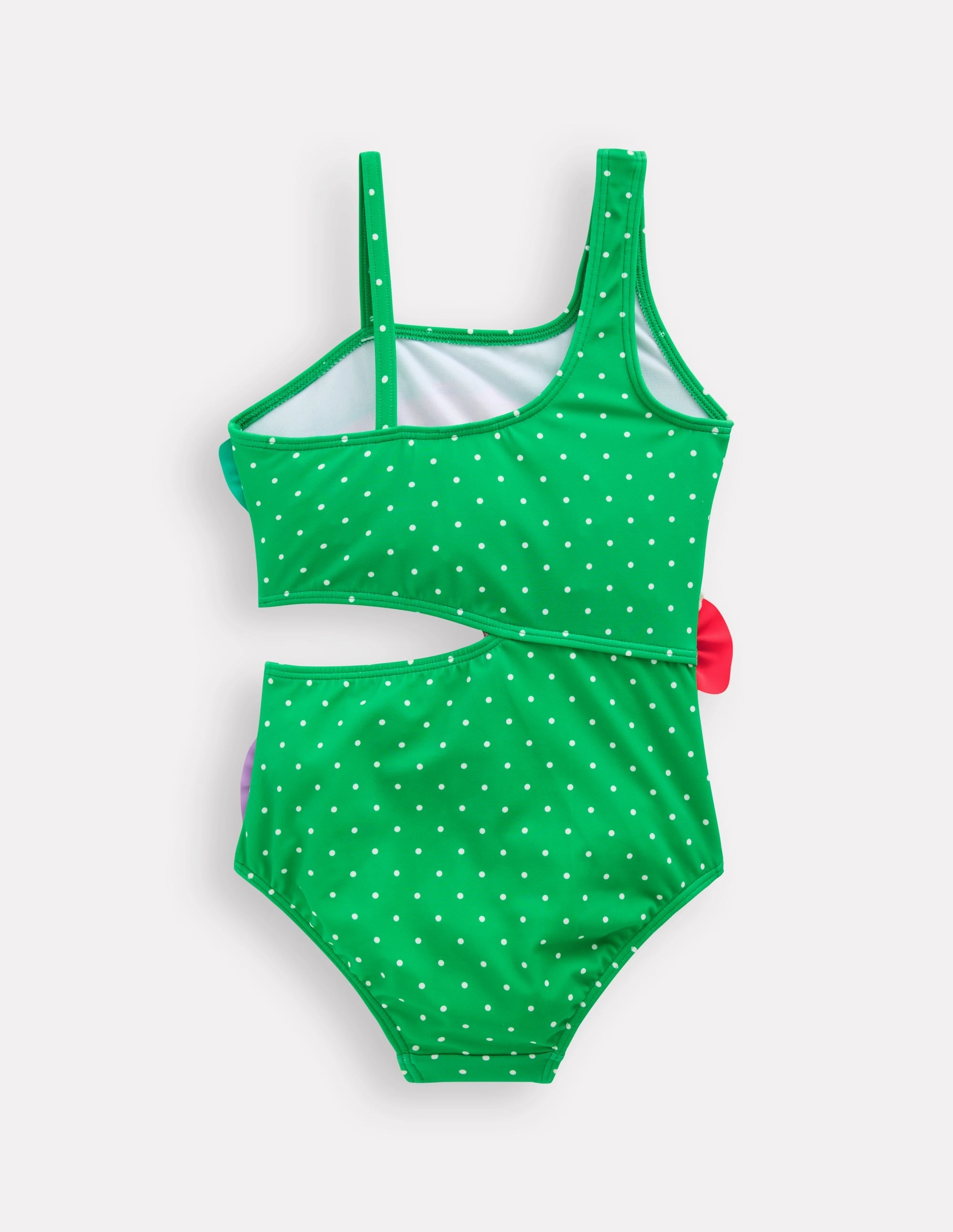 Lettice Cut Out Swimsuit-Bright Green Pin Spot Fish Neon-Brights