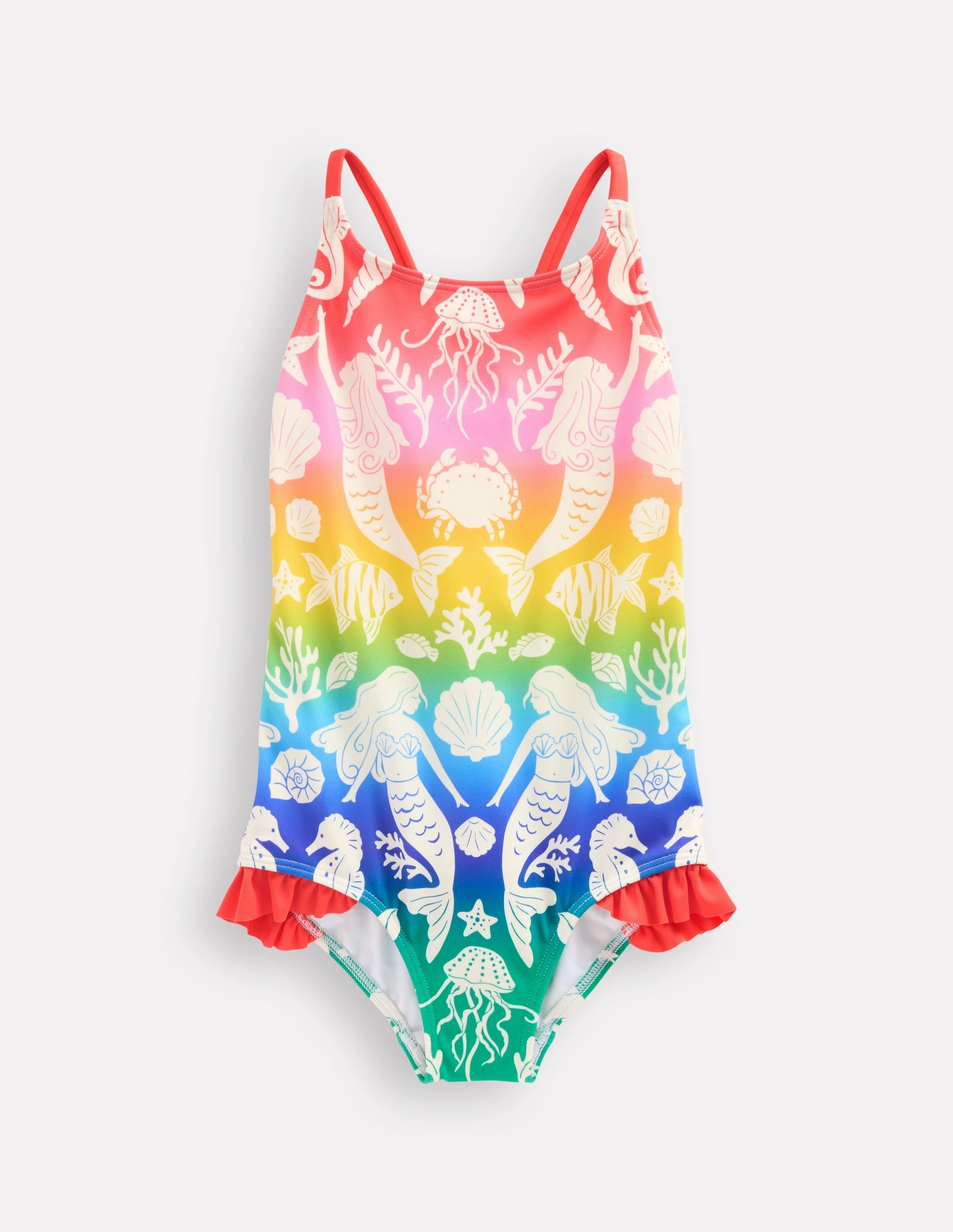 Summer Escape Pretty Cross-Back Swimsuit-Pink Ombre Mermaids