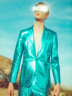 Any Old Iron Blue Spaceman Suit Sharp Office Fit