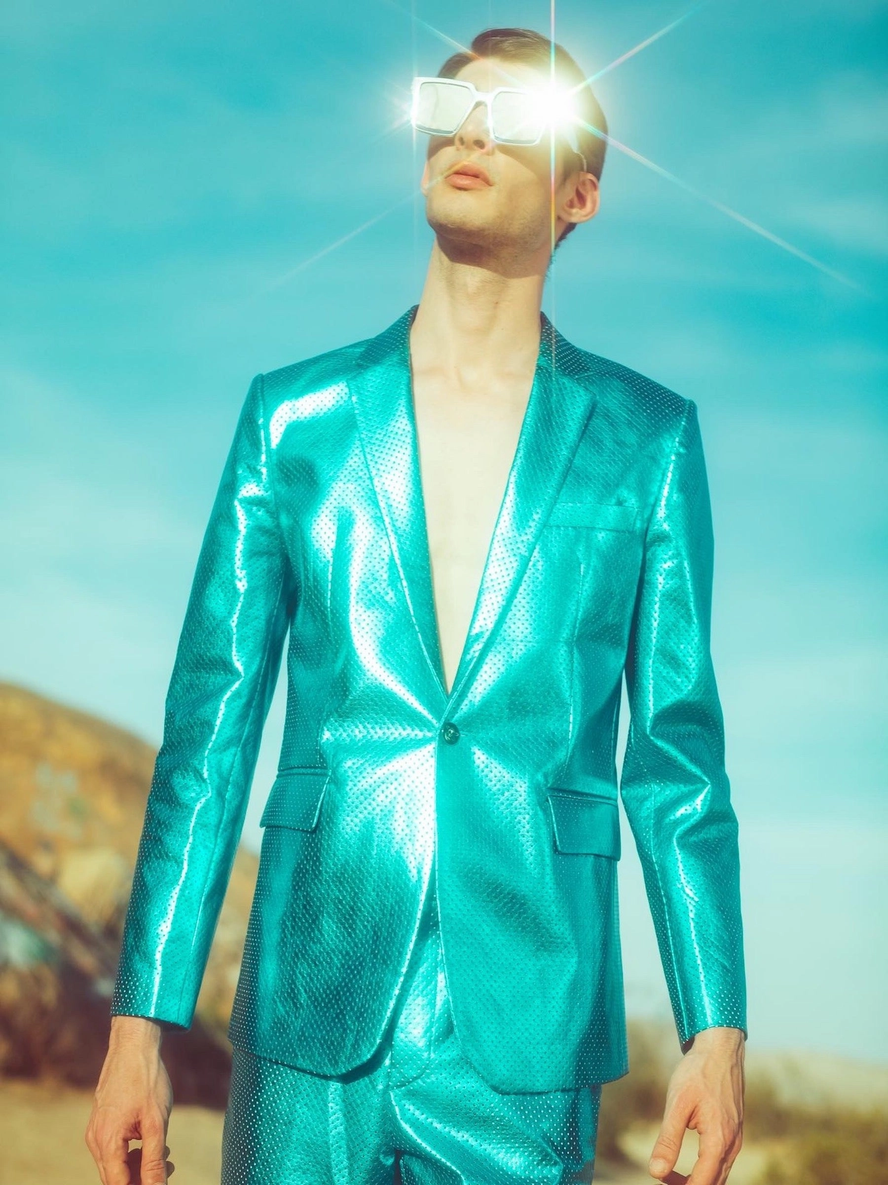 Any Old Iron Blue Spaceman Suit Sharp Office Fit