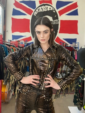 Any Old Iron Bronze Snake Moto Expandable Sleeve Cuffs Base Insulation