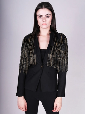 Any Old Iron Gold Fringe Jacket Outdoor Layer snag resistant