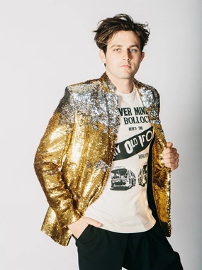 Bestseller Any Old Iron Men's Gold/Silver Sequin Suit Blazer Jacket