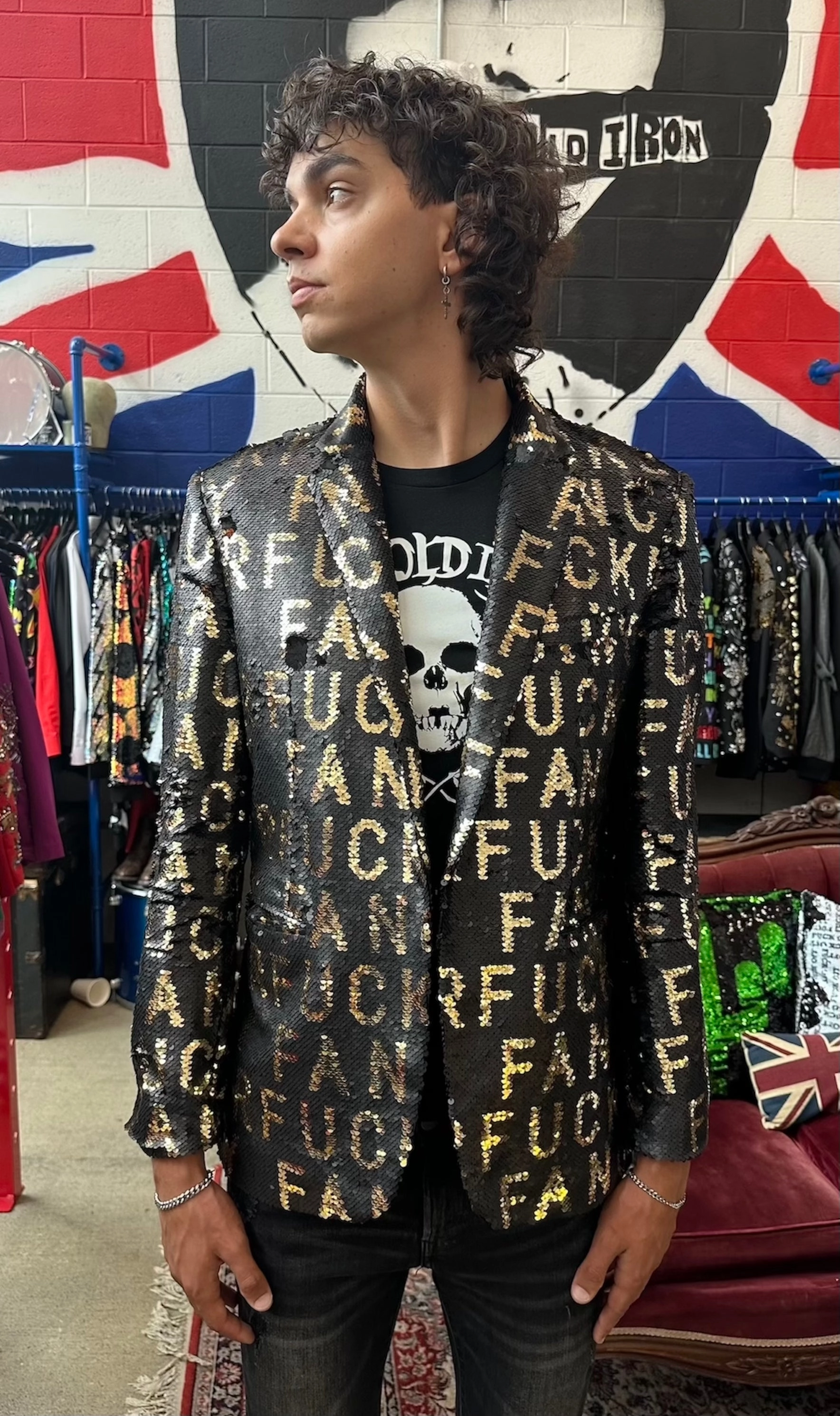 Any Old Iron Men's Sequin Fancy Fucker Blazer Chill Proof