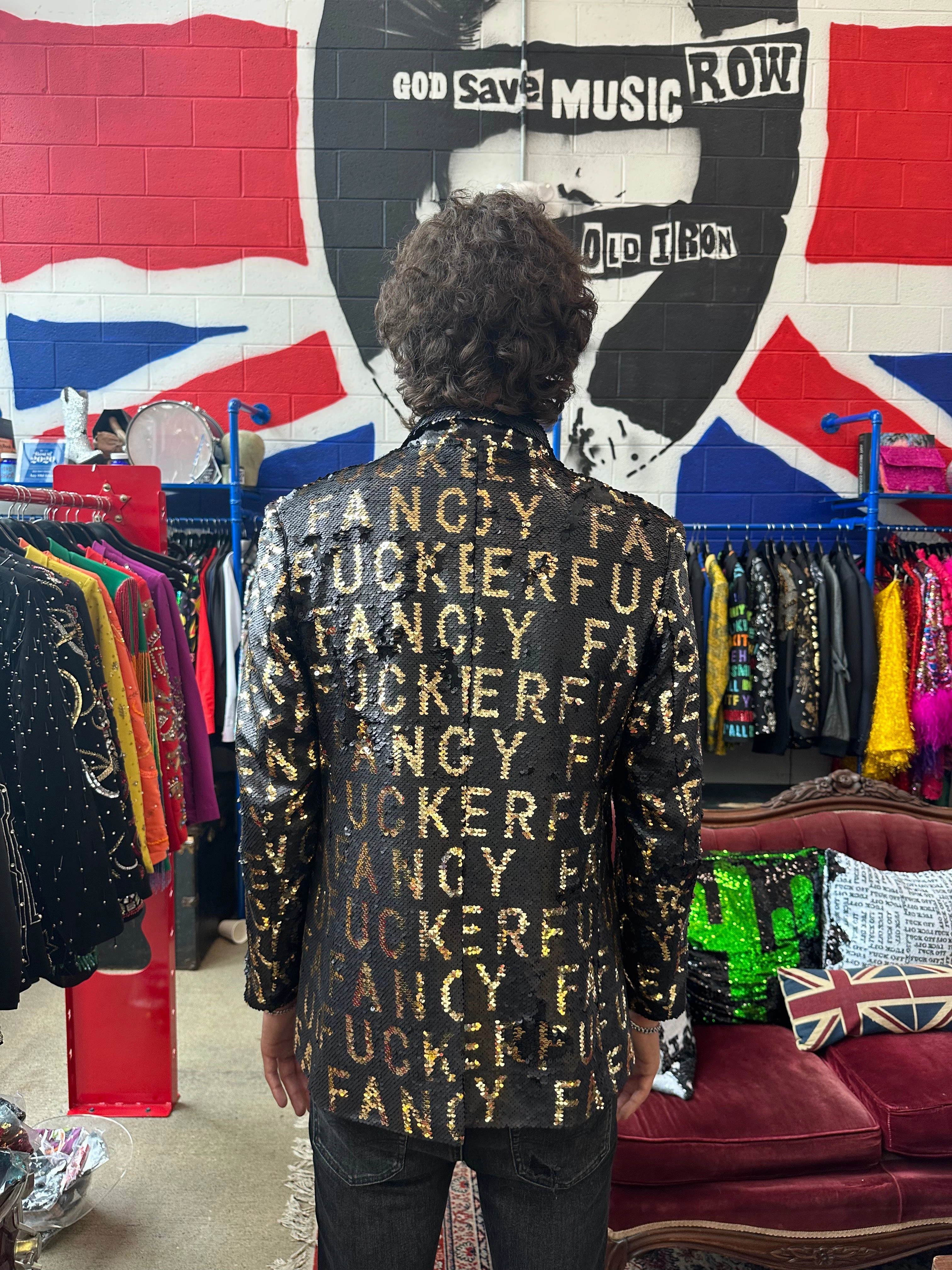 Any Old Iron Men's Sequin Fancy Fucker Blazer Mountain Ready Non Restrictive Fit