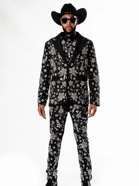 Any Old Iron Men's Sparkle Flower Suit Sleek Appearance