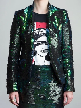 All Day Wear Any Old Iron Peacock Sequin jacket