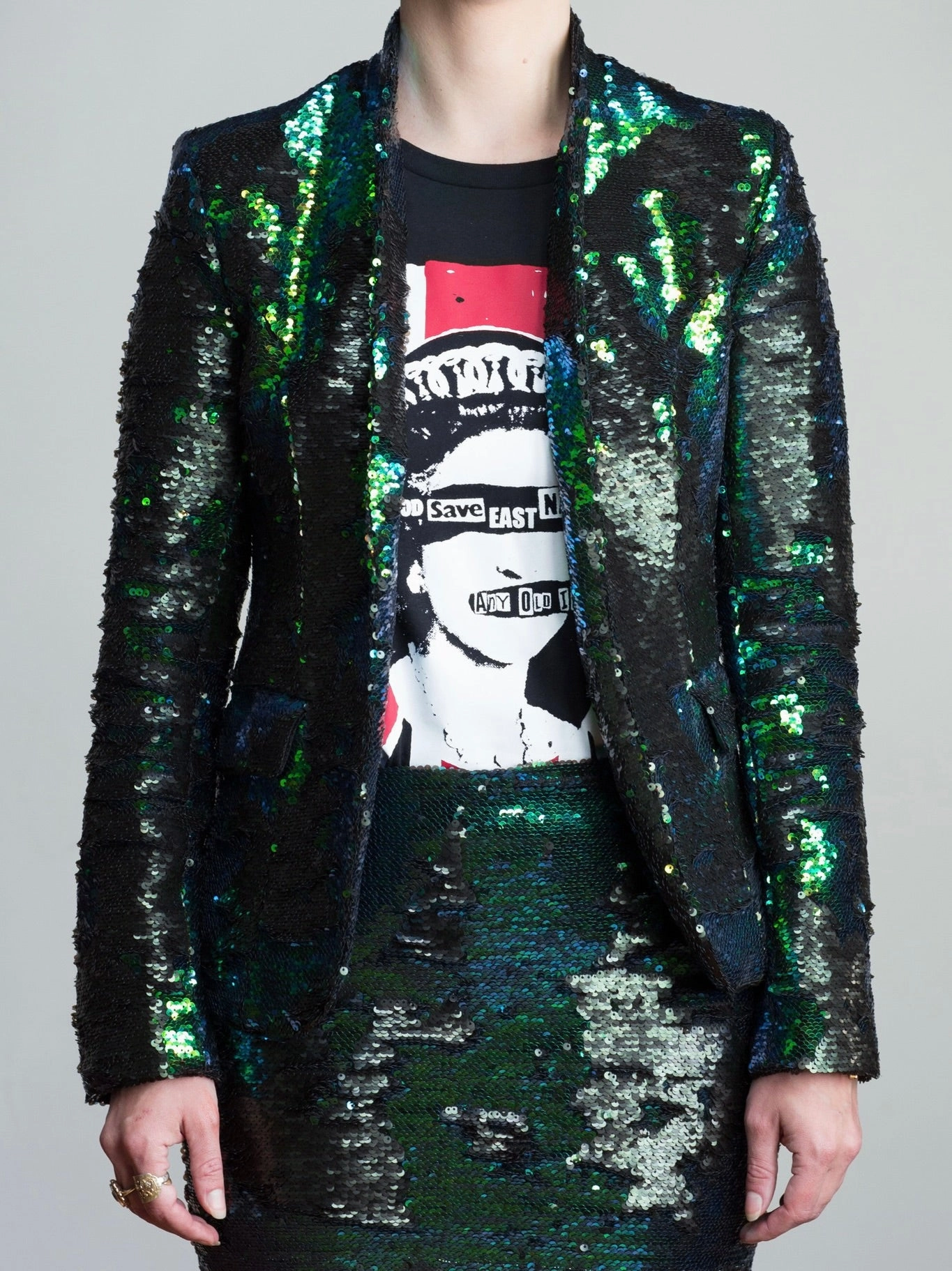 All Day Wear Any Old Iron Peacock Sequin jacket