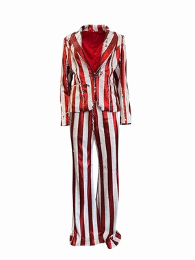 Chic Wearable Any Old Iron Red Stripped Suit
