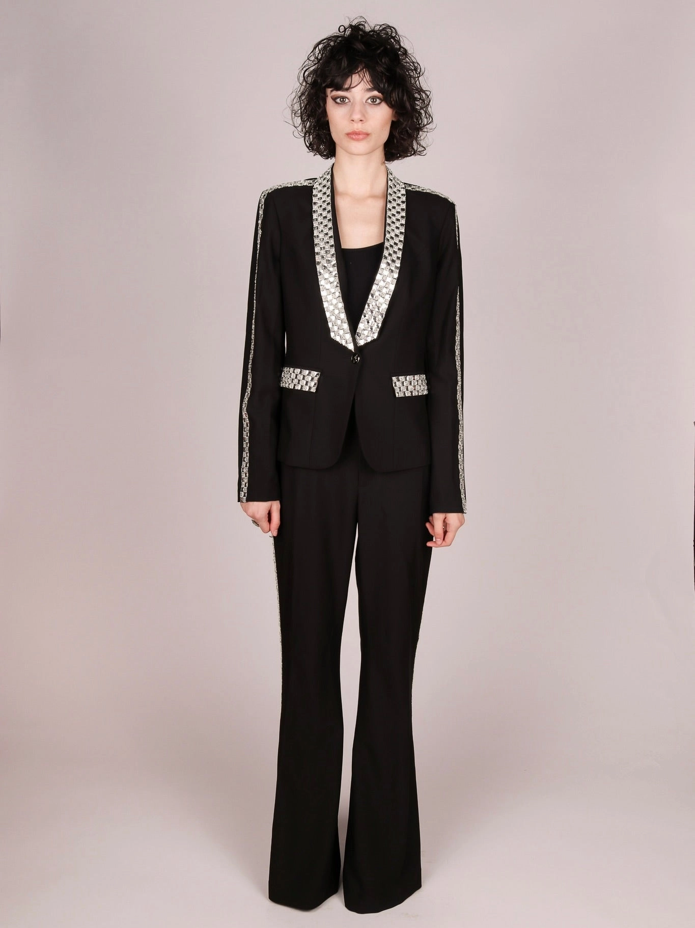 Any Old Iron Rhinestone Suit Tailored Fit Lightweight Weave Innovation