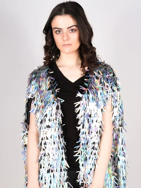 Any Old Iron Space Spike Cape Essential Shield Laser Cut Perforations