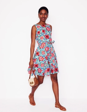 Easy Flow Soft and Relaxed Anya Sleeveless Linen Dress-Multi, Foliage Scatter