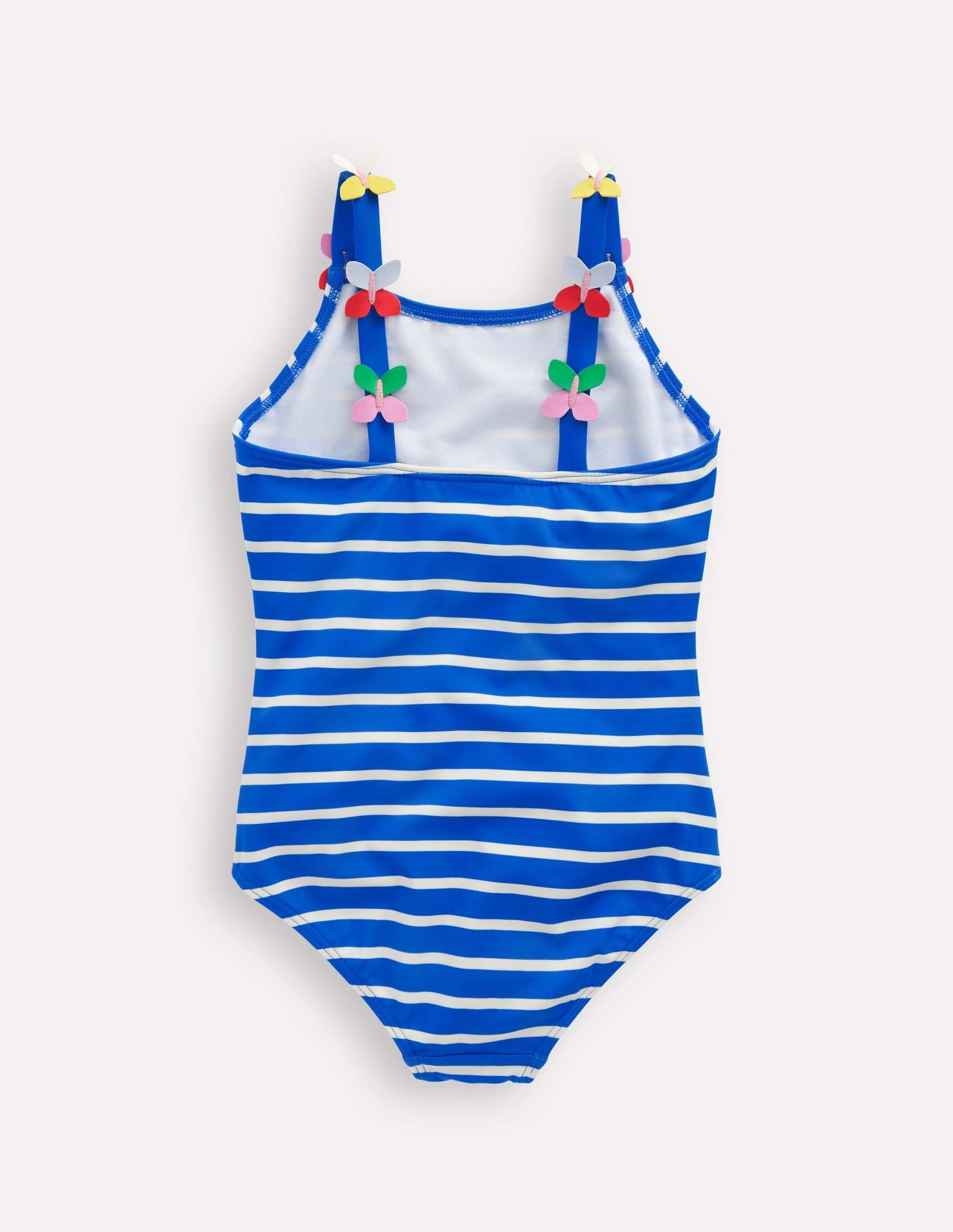 Appliqu??  Strap Swimsuit-Gallery Blue Stripe Butterfly warm weather
