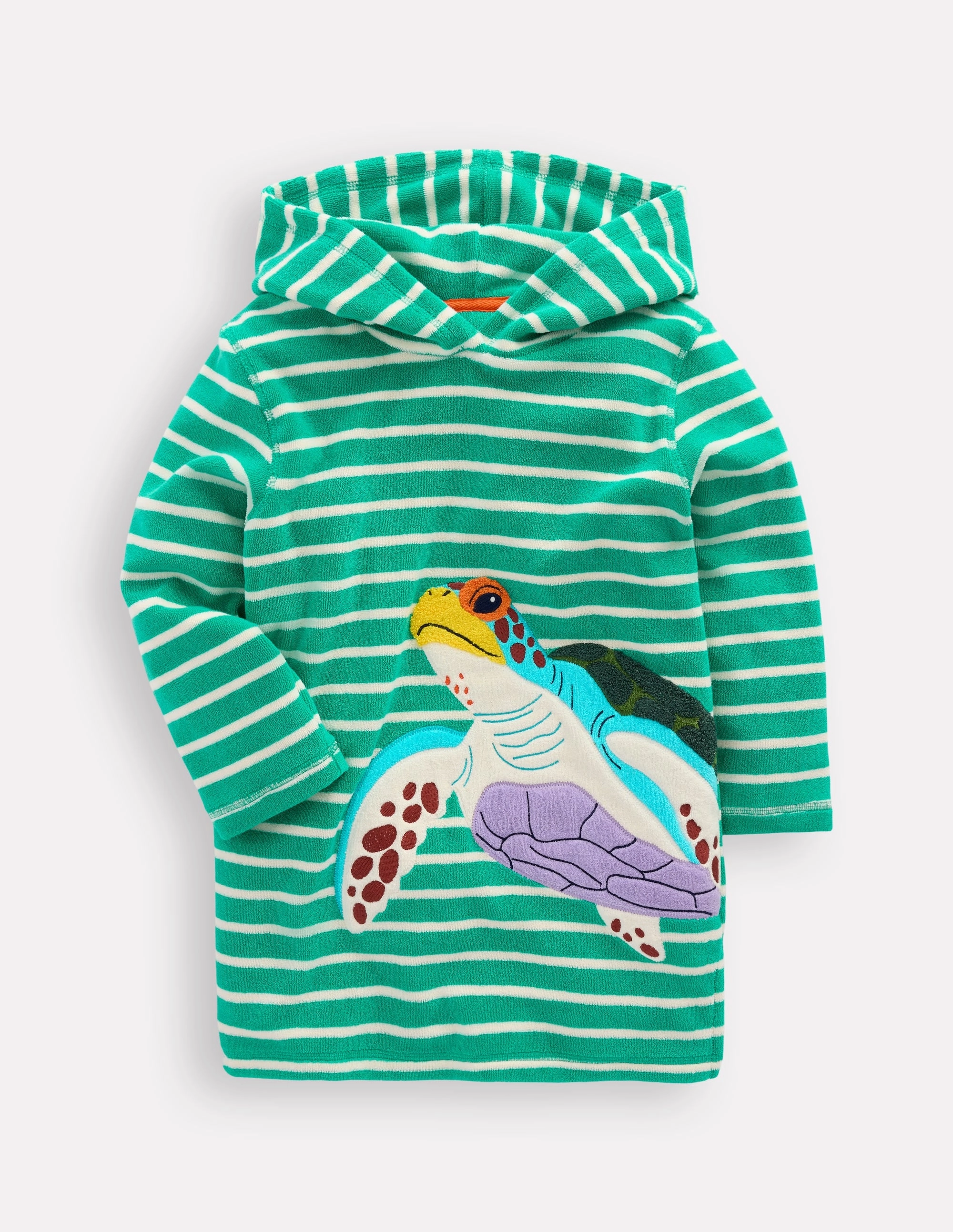 Appliqu?? Towelling Throw-on-Aquamarine Blue Turtle Hidden Pocket