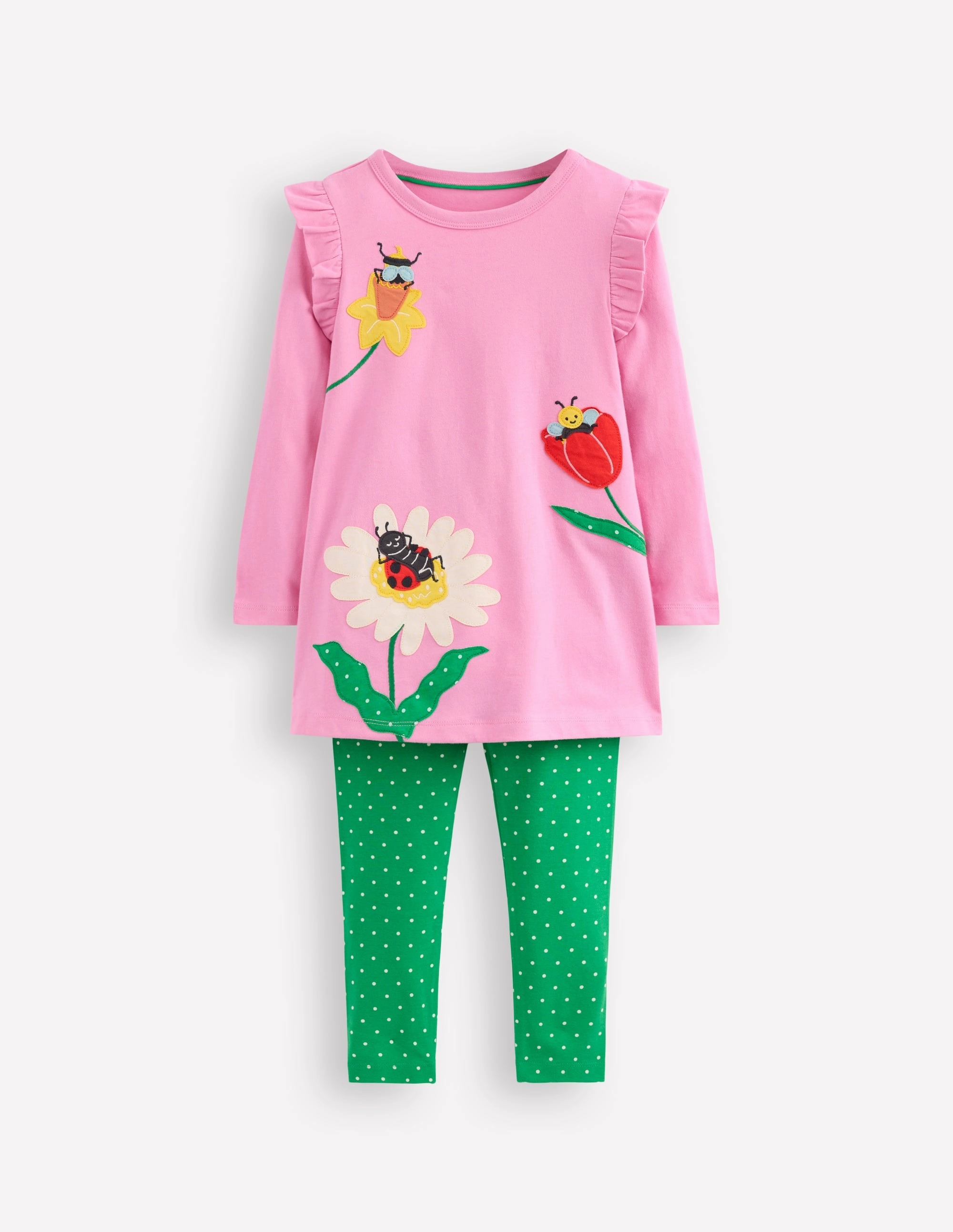 Functional Fashion Zip Up Appliqu?? Tunic and Legging Set-Vintage Mauve Bugs