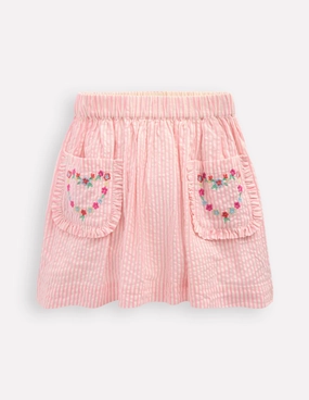 Applique Pocket Skirt-Cosmos Pink Daisy Chain Sleek Flow High Street Fashion