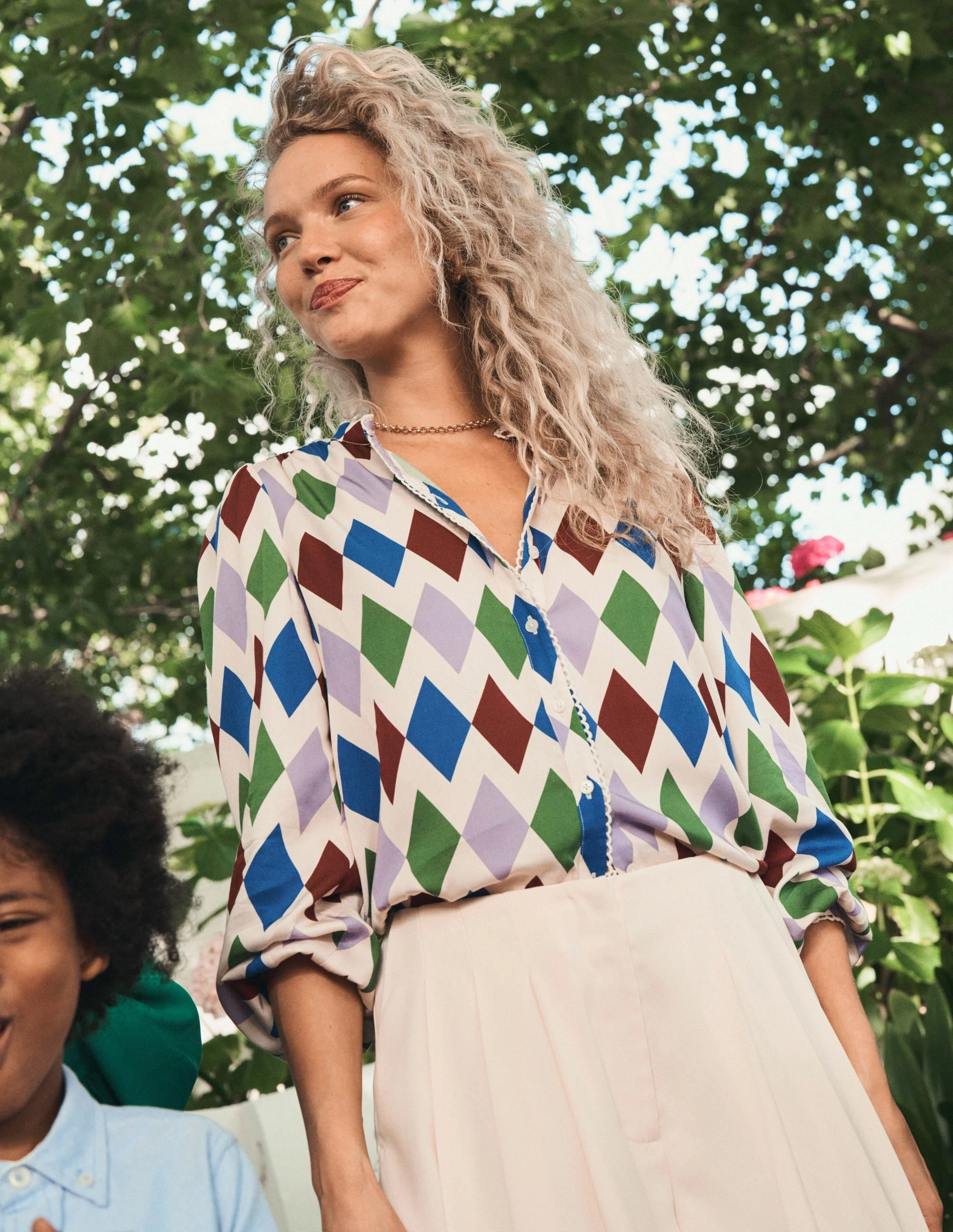 Relaxed and Comfy Ara Long Sleeve Top-Multi, Diamond Stripe