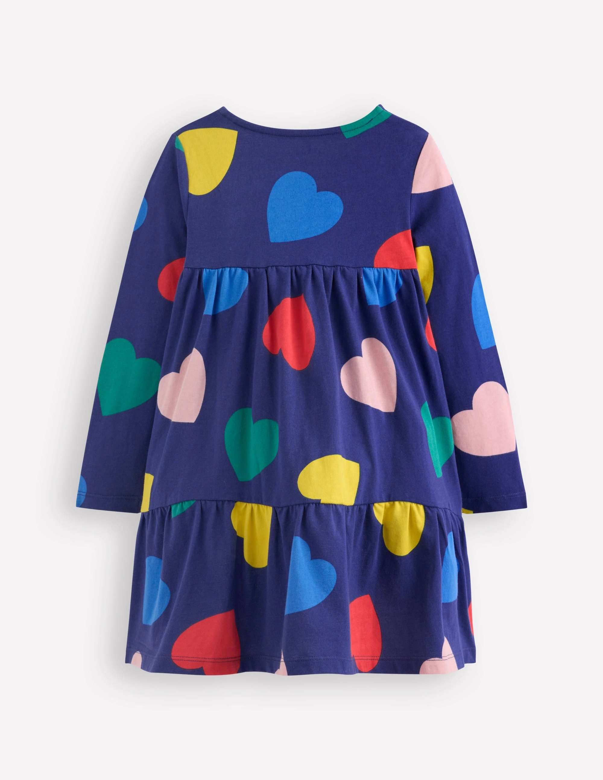 Ariel Long Sleeve Twirly Dress-Starboard Blue Hearts Gender Inclusive Art Spirit