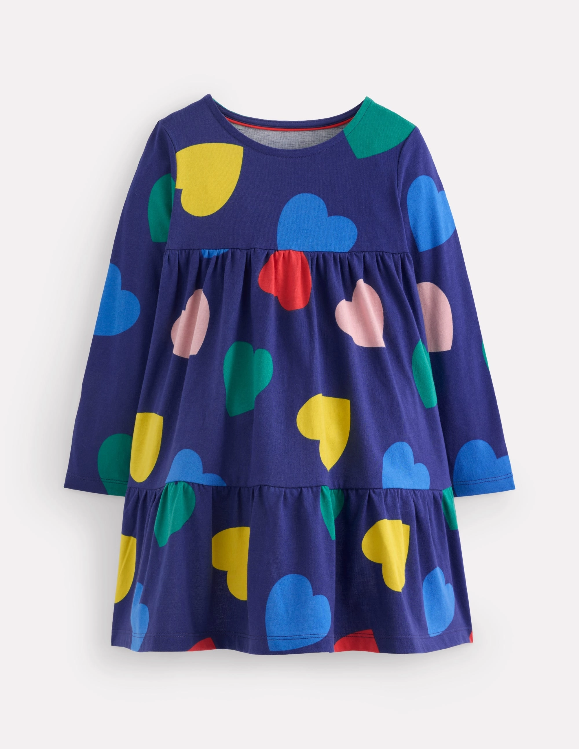 PlushLining Minimal Core Ariel Long Sleeve Twirly Dress-Starboard Blue Hearts