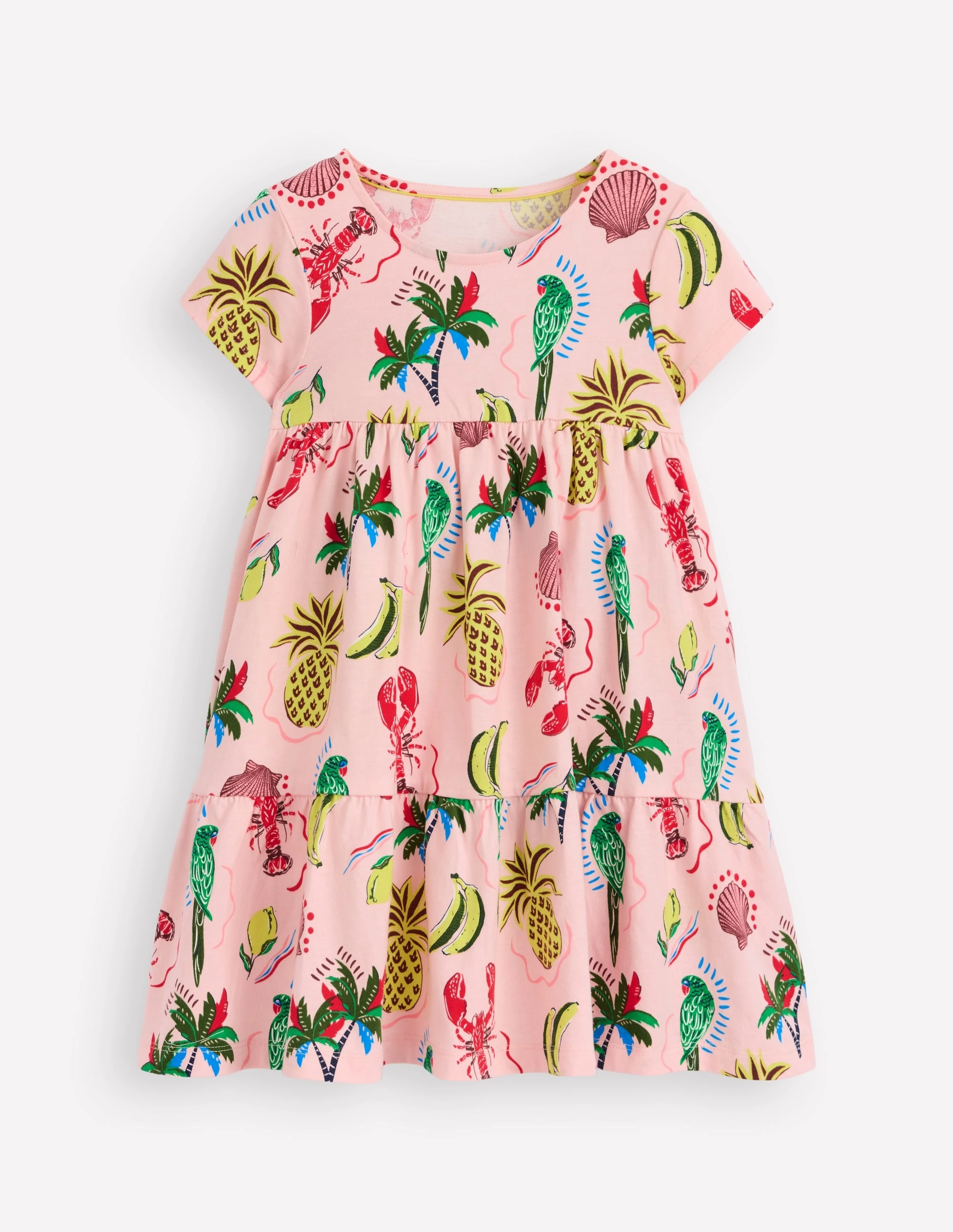 Ariel Twirly Jersey Dress-Chalk Pink Tropical Print Fashionable appearance