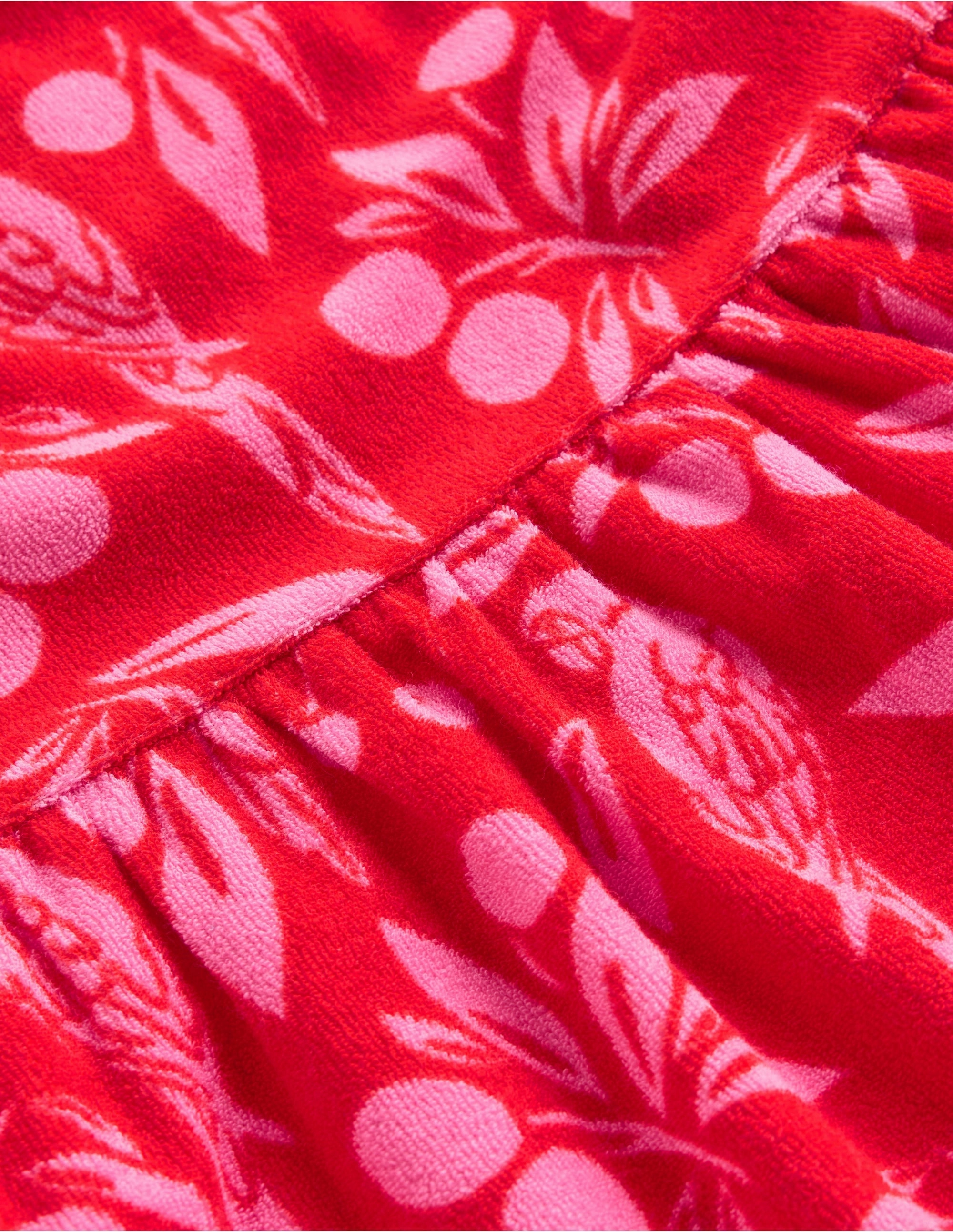 Style focused Ariel Twirly Towelling Dress-Poppy Red Parrot Palm