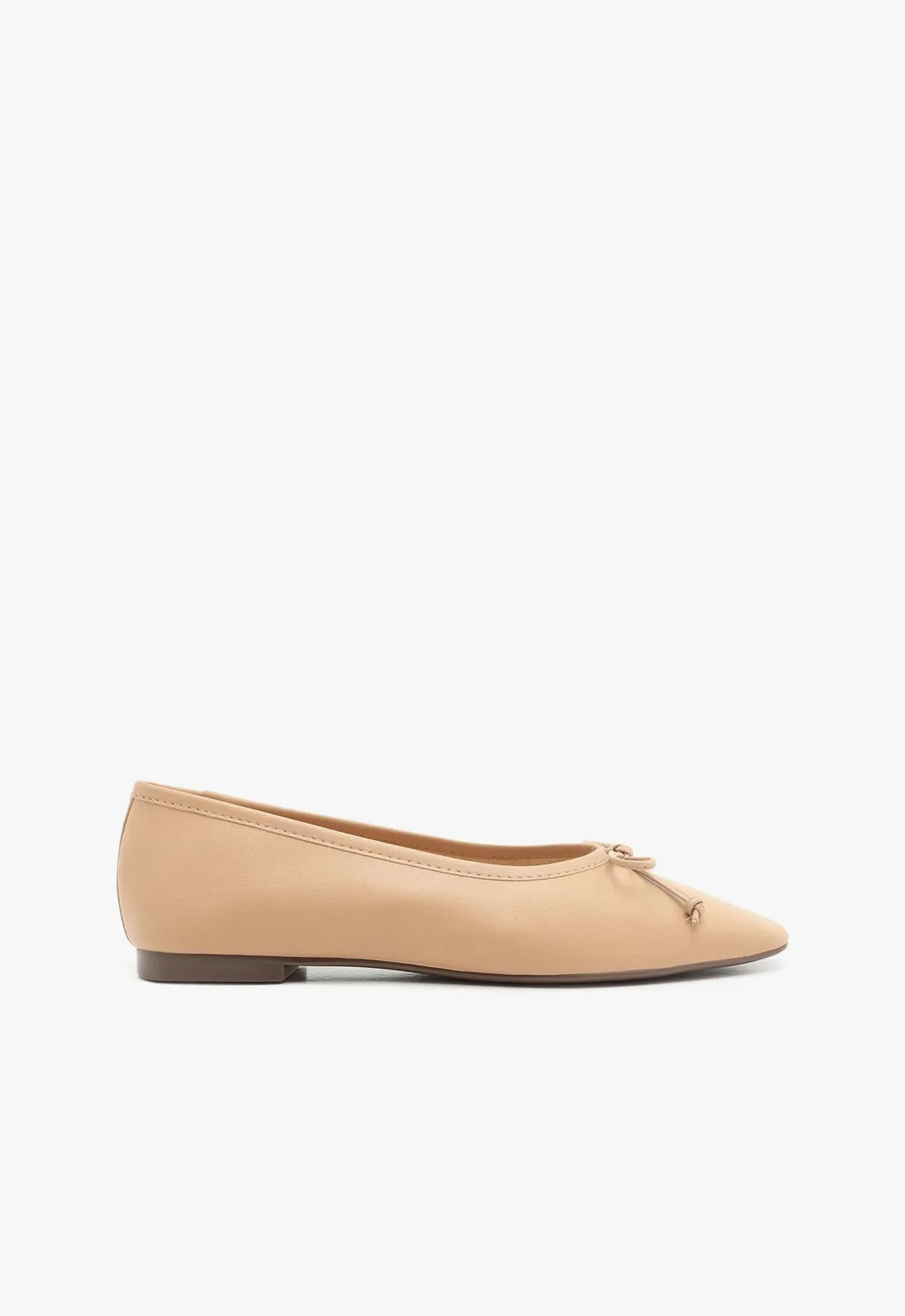 Fashionable Look Classic Comfort Arissa Beige Leather Ballet Flat
