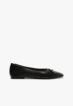 Slip-On Style Shoes Arissa Black Leather Ballet Flat