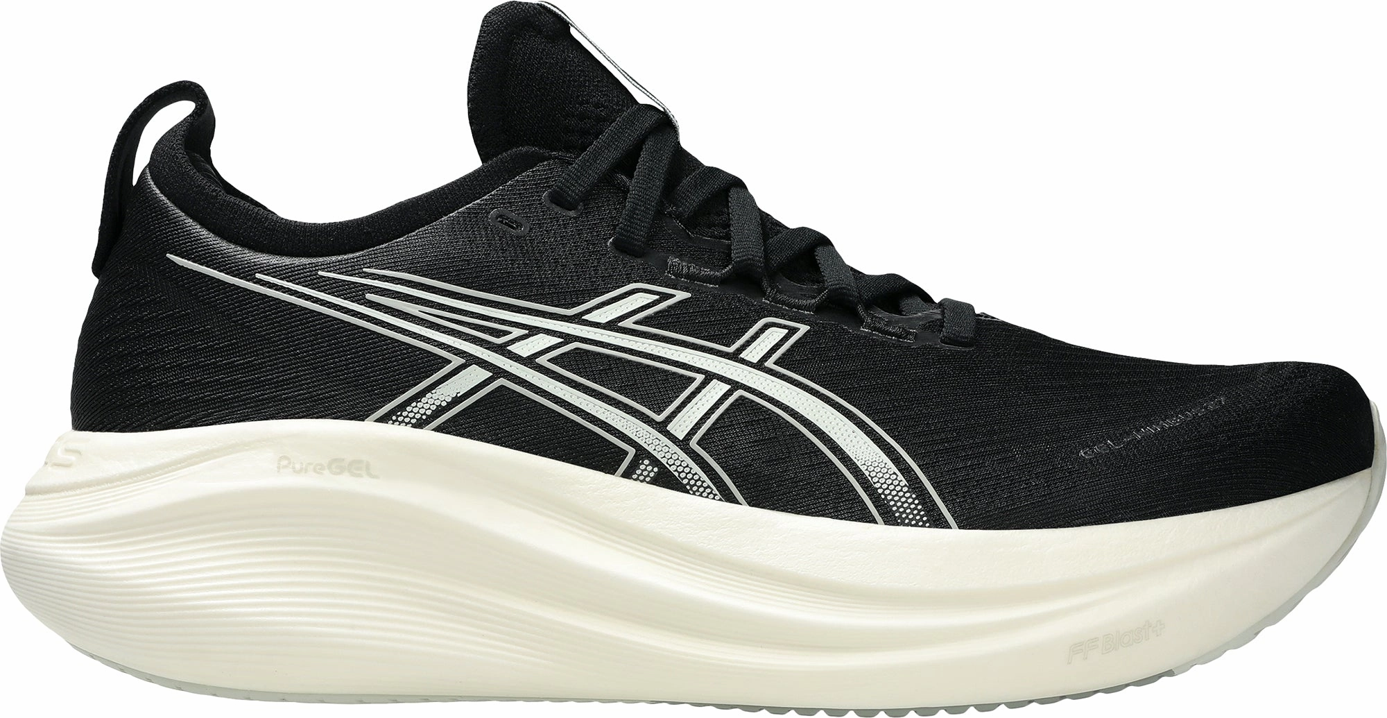 Ultra Cushion Collar Asics Gel Nimbus 27 WIDE FIT Mens Running Shoes - Black