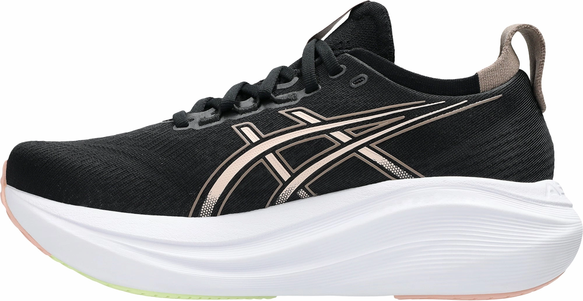 Asics Gel Nimbus 27 Womens Running Shoes - Black 3D Knit Upper Compression Mesh Tongue