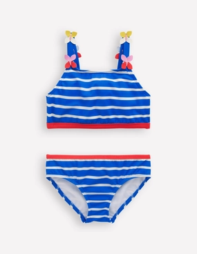 Relaxing Vacation Applique Strap Bikini-Gallery Blue Stripe Butterfly