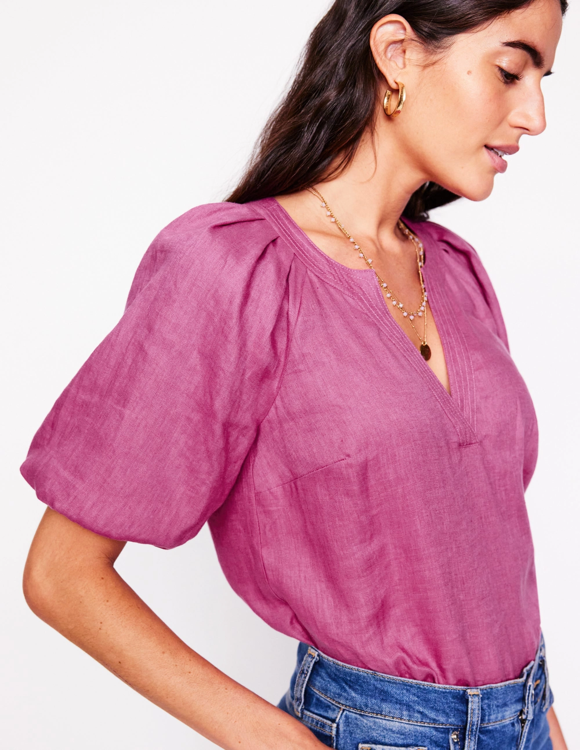 Brooke Linen Top-Purple Damson MultipurposeUse