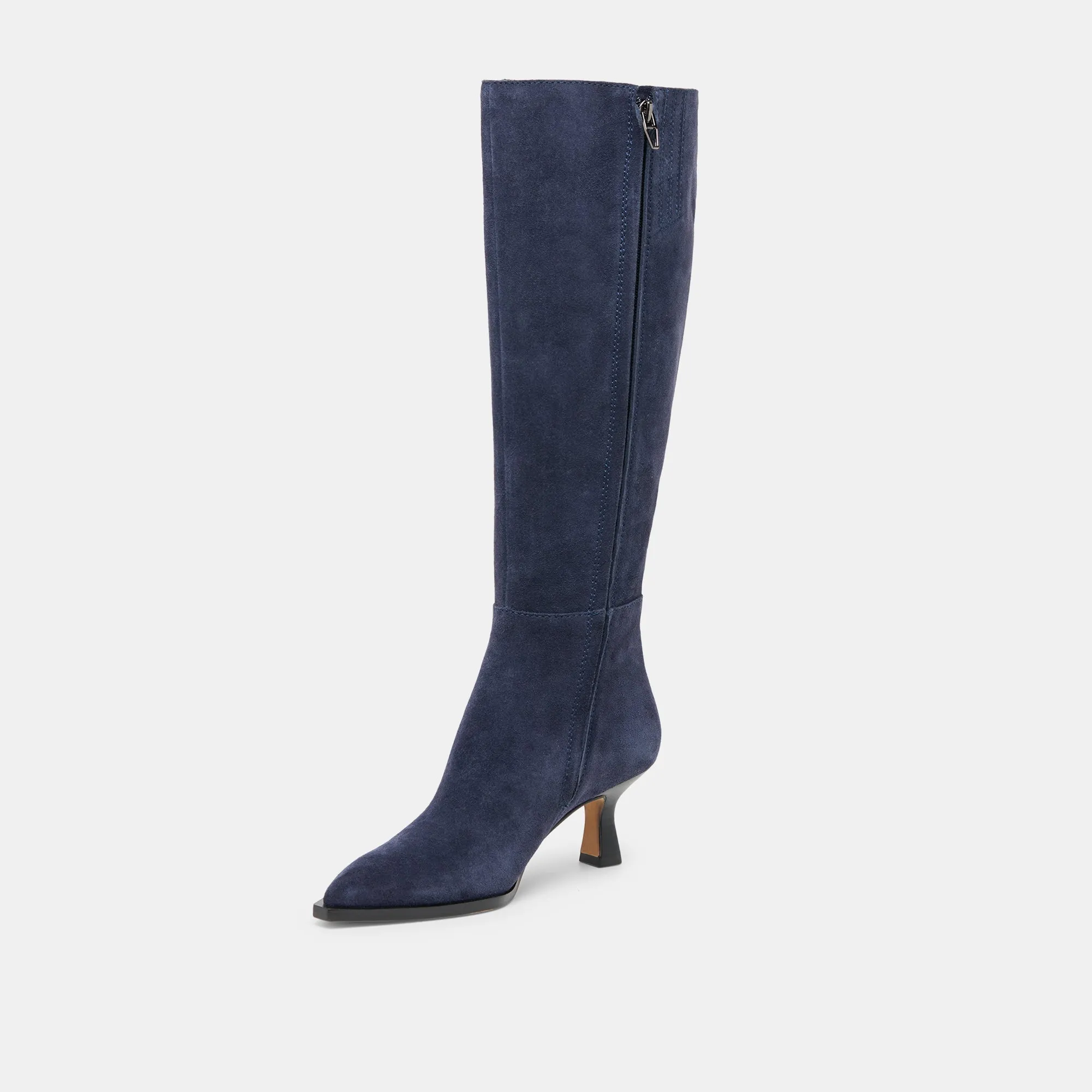 AUGGIE WIDE CALF BOOTS NAVY SUEDE Hard Ground ZipUp