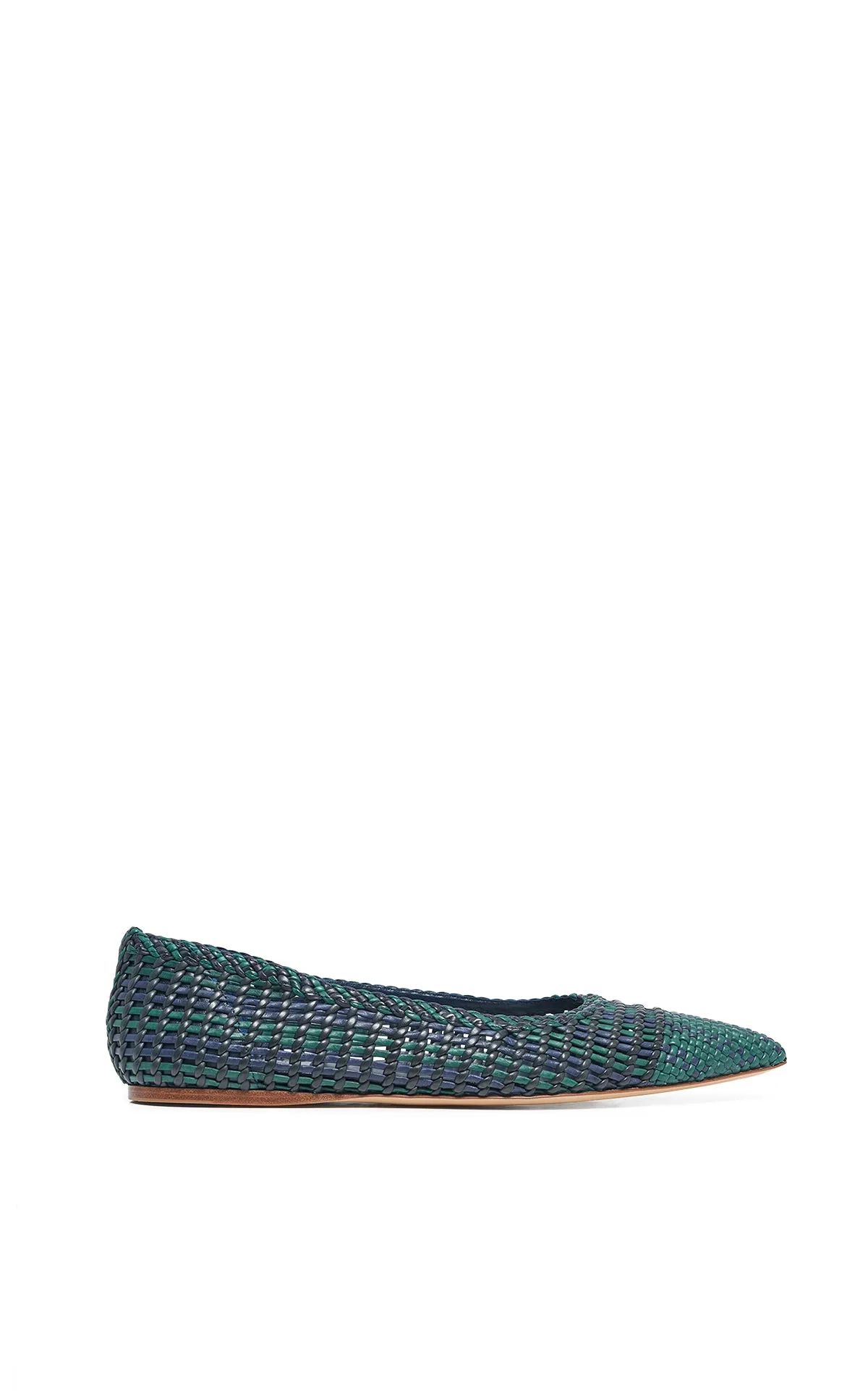 Wide Base Tide Mood Aurora Braided Flat Shoe in Navy Multi Leather