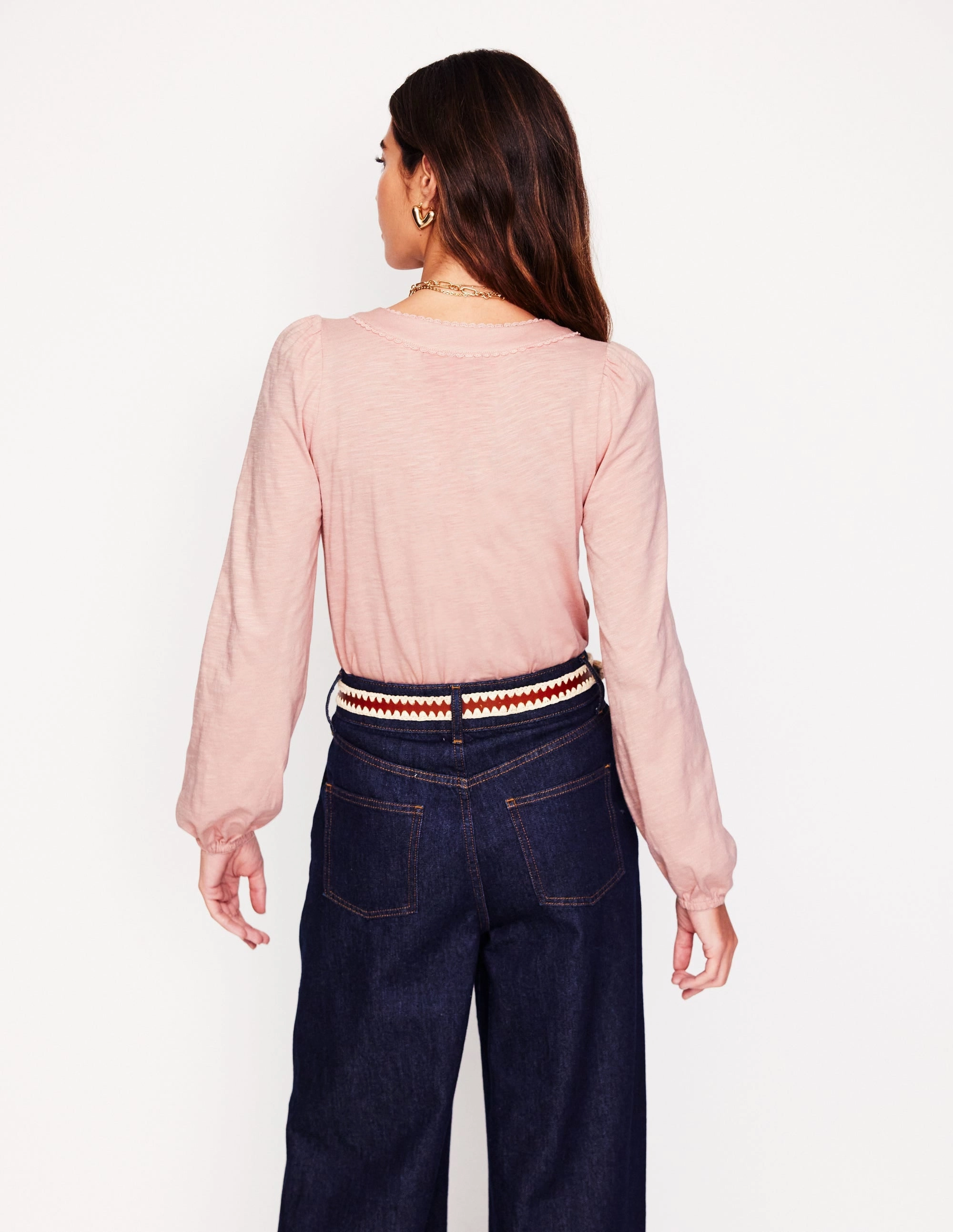 Ava Long Sleeve Trim Top-Milkshake suitable for all genders
