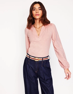 Ava Long Sleeve Trim Top-Milkshake Casual Fashion Travel Ready