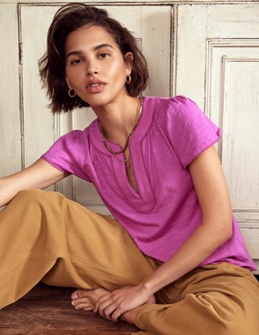 Comfy Layer Ava Short Sleeve Top-Radiant Orchid