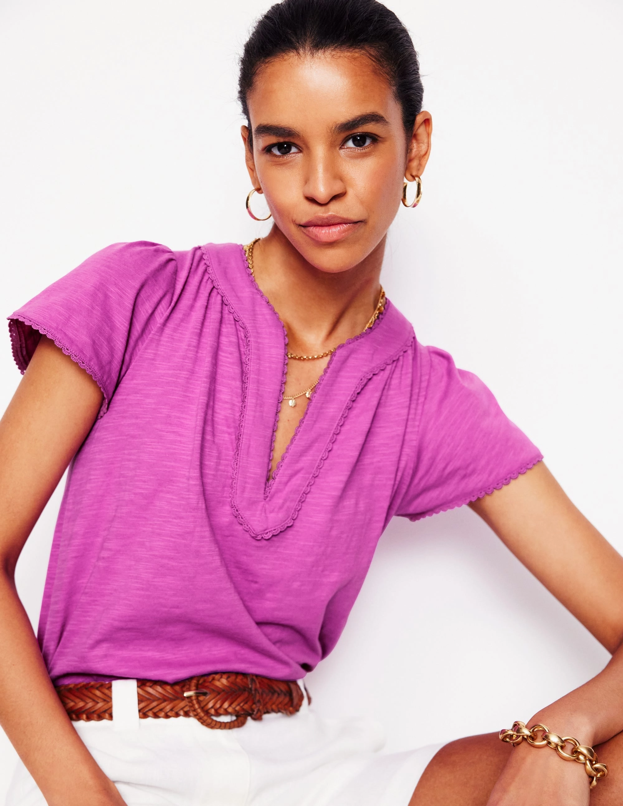 Cozy Style Ava Short Sleeve Top-Radiant Orchid