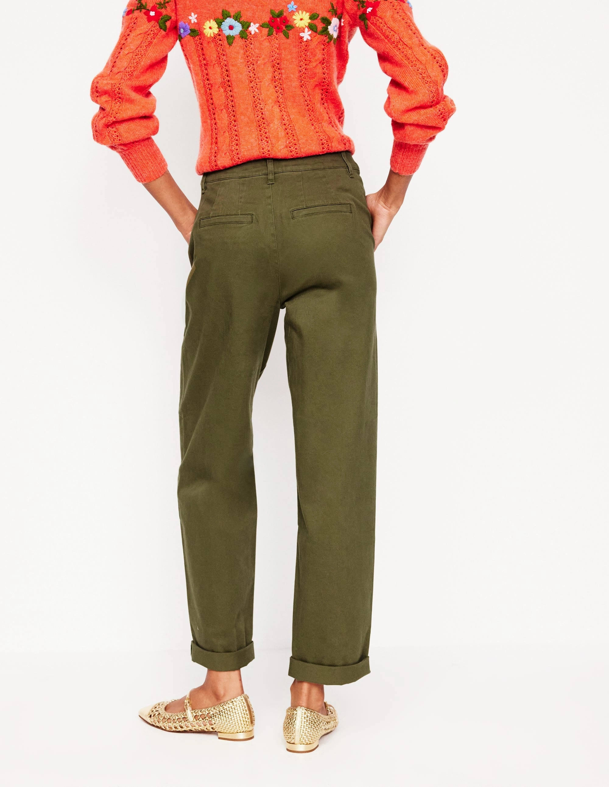 Barnsbury Chino Trousers-Woodland Green Distressed finish Layer Ready