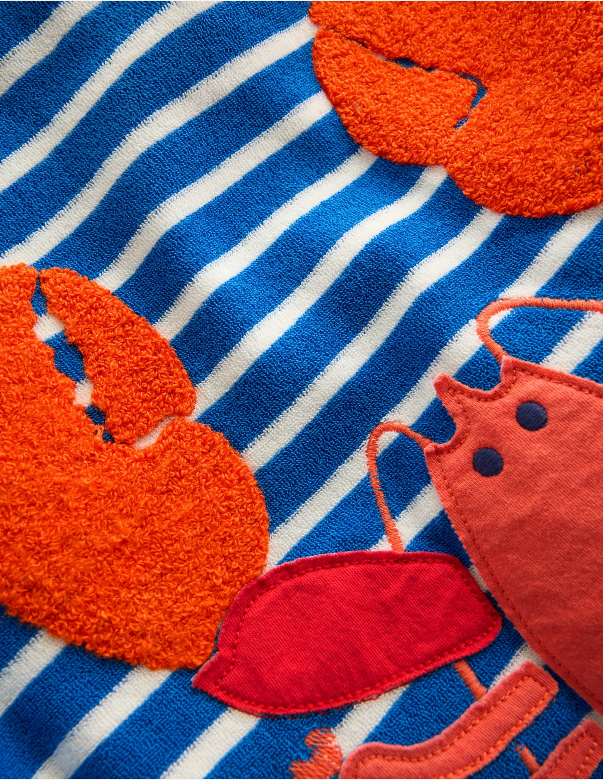 Fun Towelling Sweatshirt-Blue and Ivory Lobster Soft Material Layered Sleeve Construction