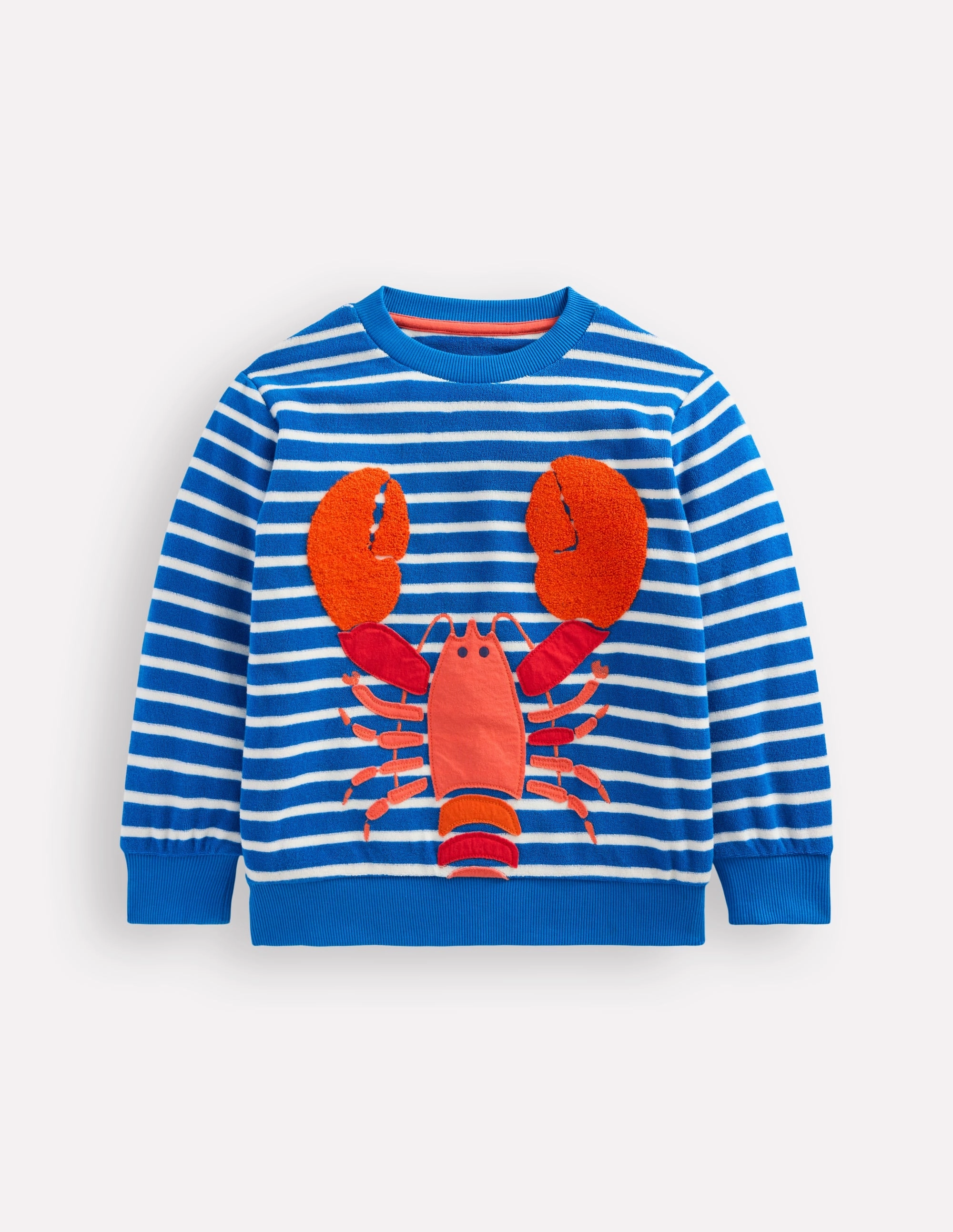 safe for skin Fun Towelling Sweatshirt-Blue and Ivory Lobster